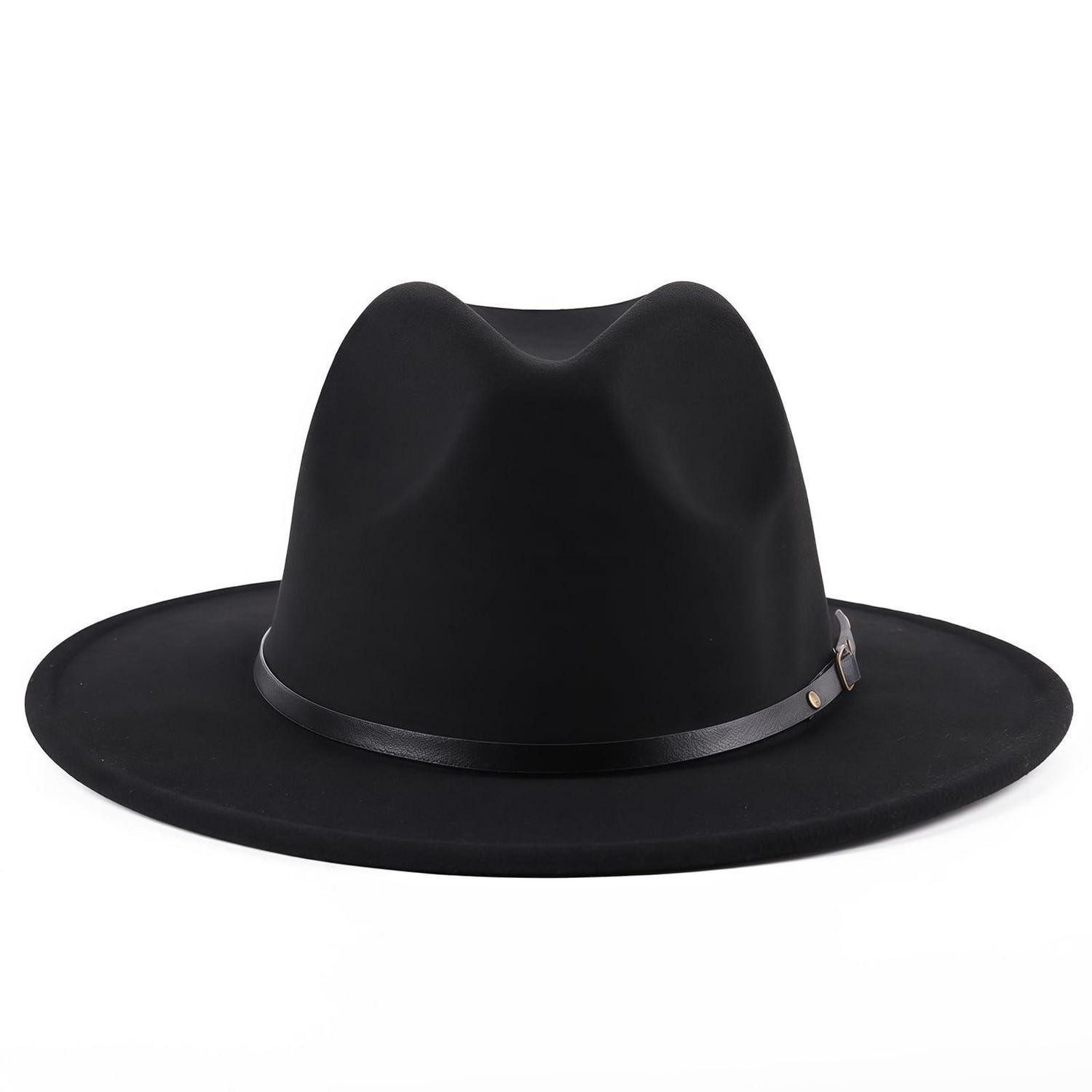 LuxusKollektion Fedora Fedora Hut Wollmischung Gürtelschnalle Krempe Trilby Schwarz