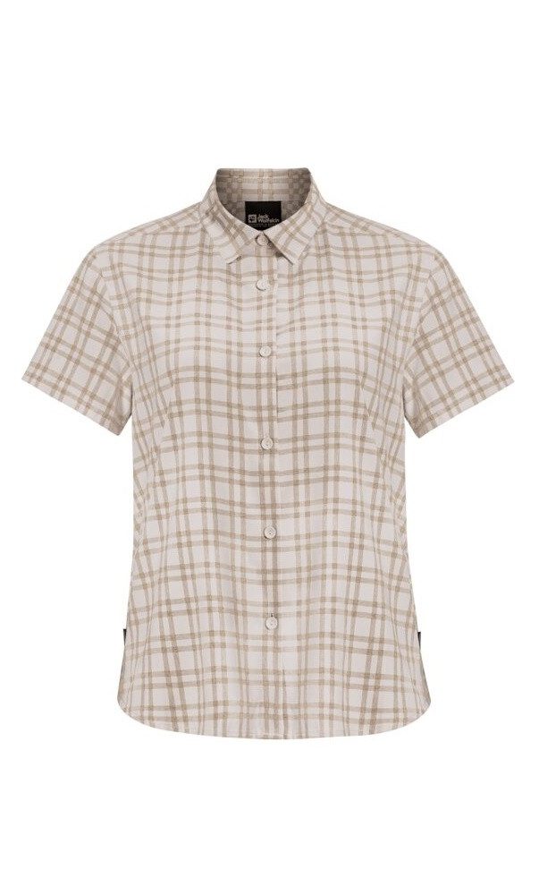 Jack Wolfskin Outdoorbluse Febla Shirt (feuchtigkeitsregulierend, atmungsaktiv) Kurzarm sandbraun