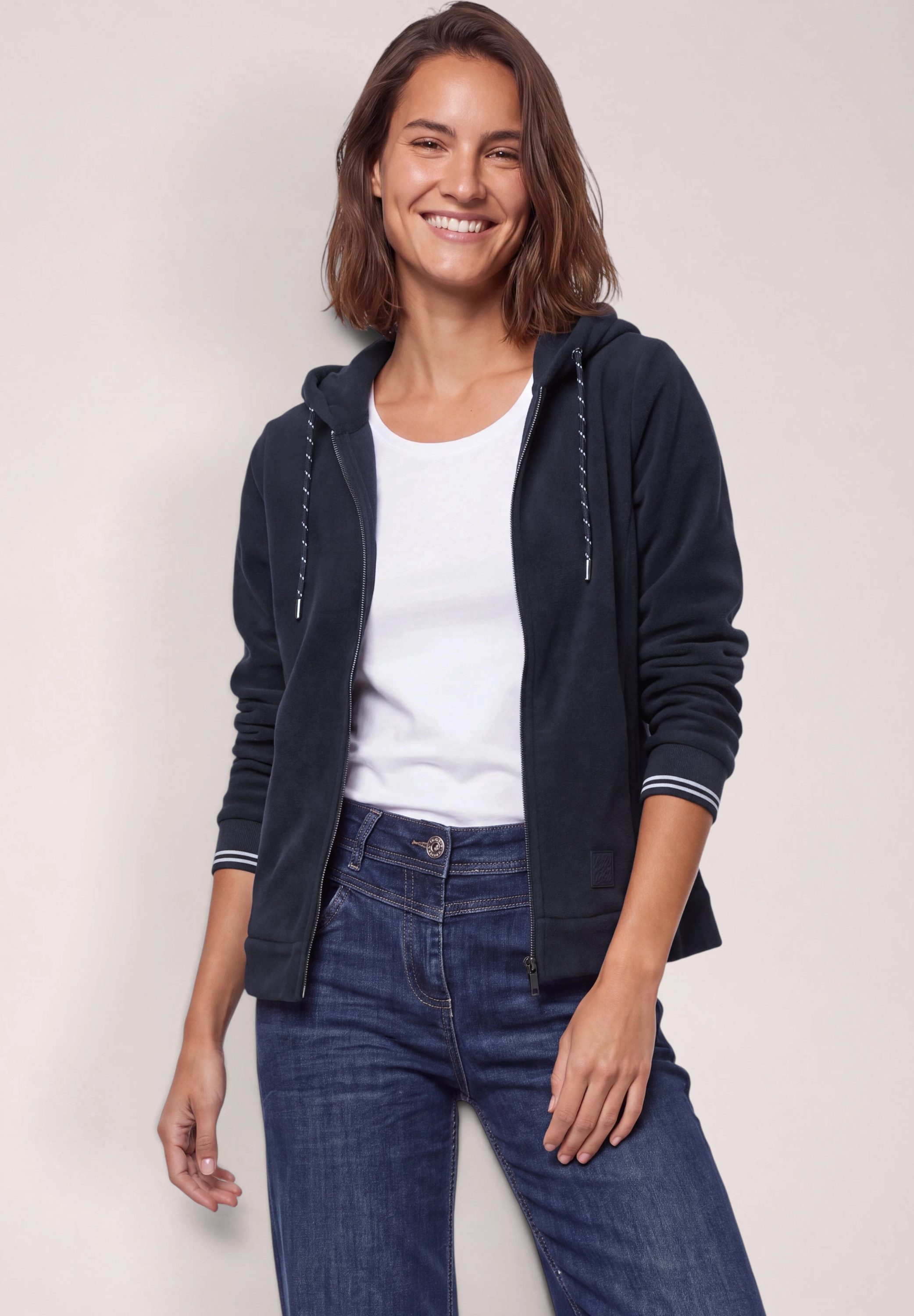 CECIL Fleecejacke in Unifarbe