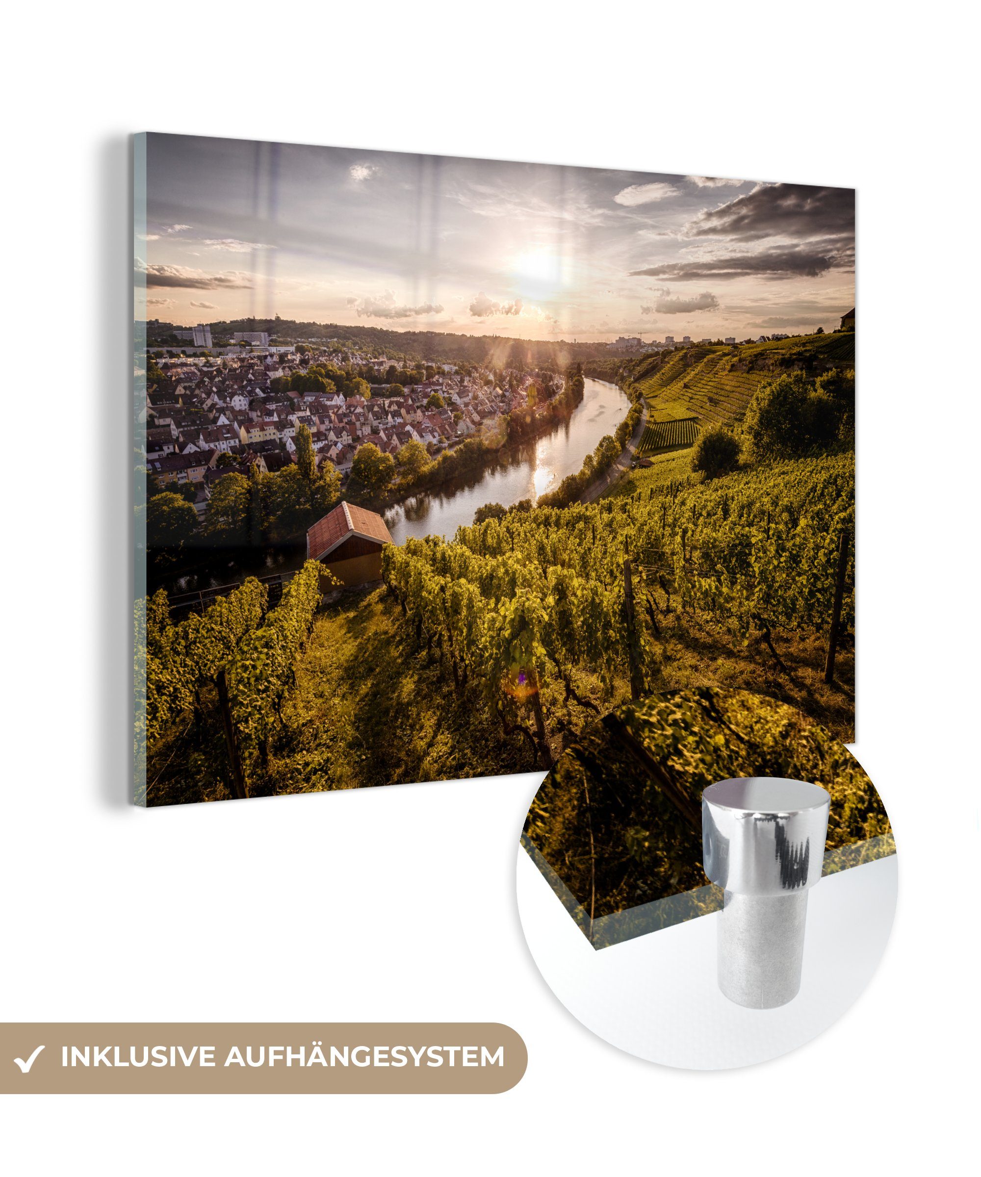 MuchoWow Acrylglasbild Wein - Stuttgart - Deutschland, (1 St), Acrylglasbilder Wohnzimmer & Schlafzimmer