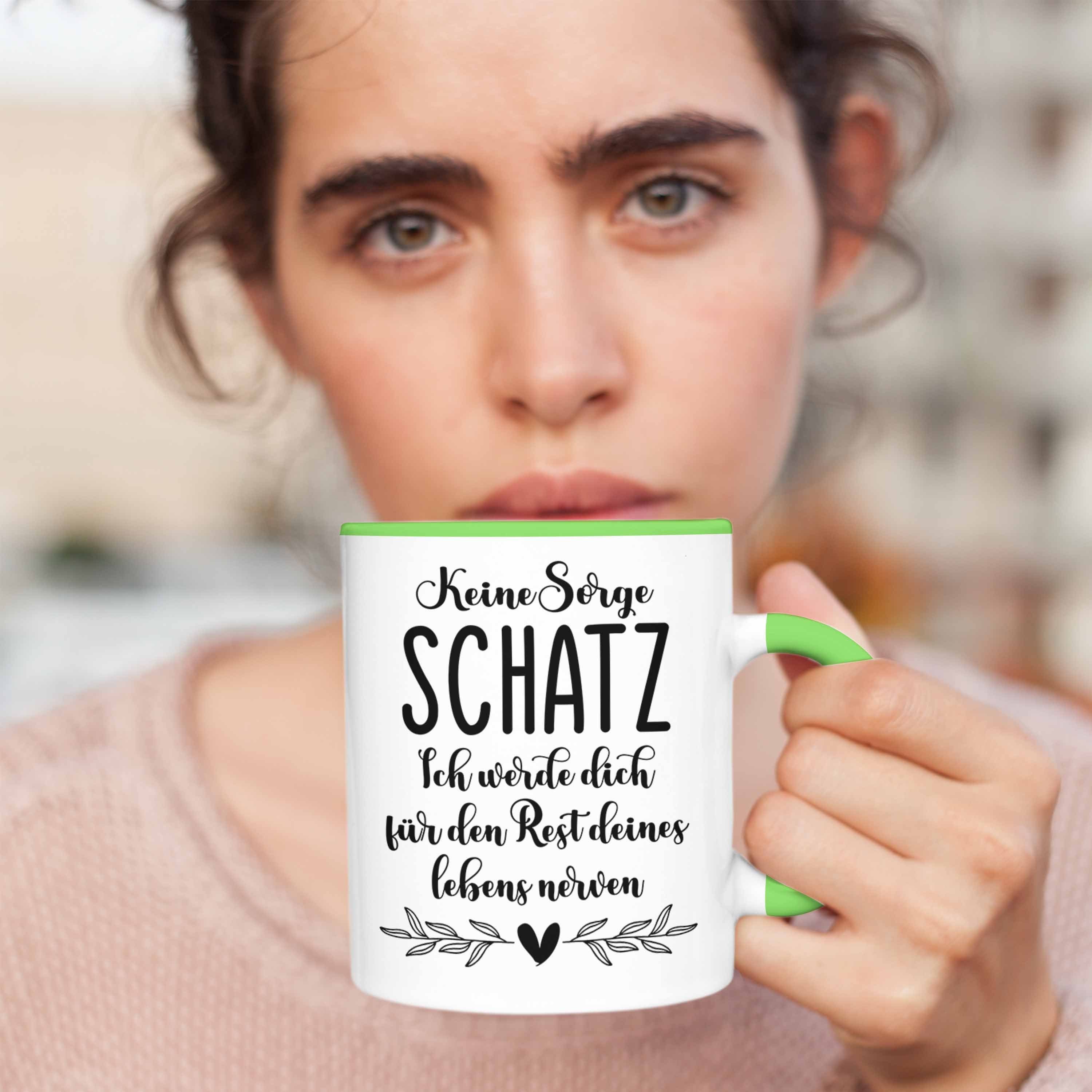 Trendation Tasse Liebe - für Geschenk Valentinstagsgeschenk Partner Valentinstag Trendation Dich Freundin Ich Grün Tasse Liebe Schatz