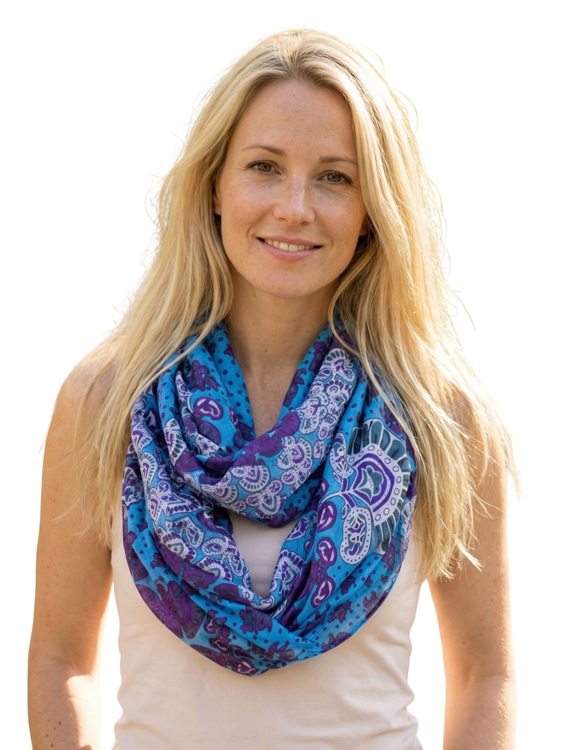 Loop Damen Loop Schal. 100% Baumwolle Schlauchschal. Loopschal mit Blumen