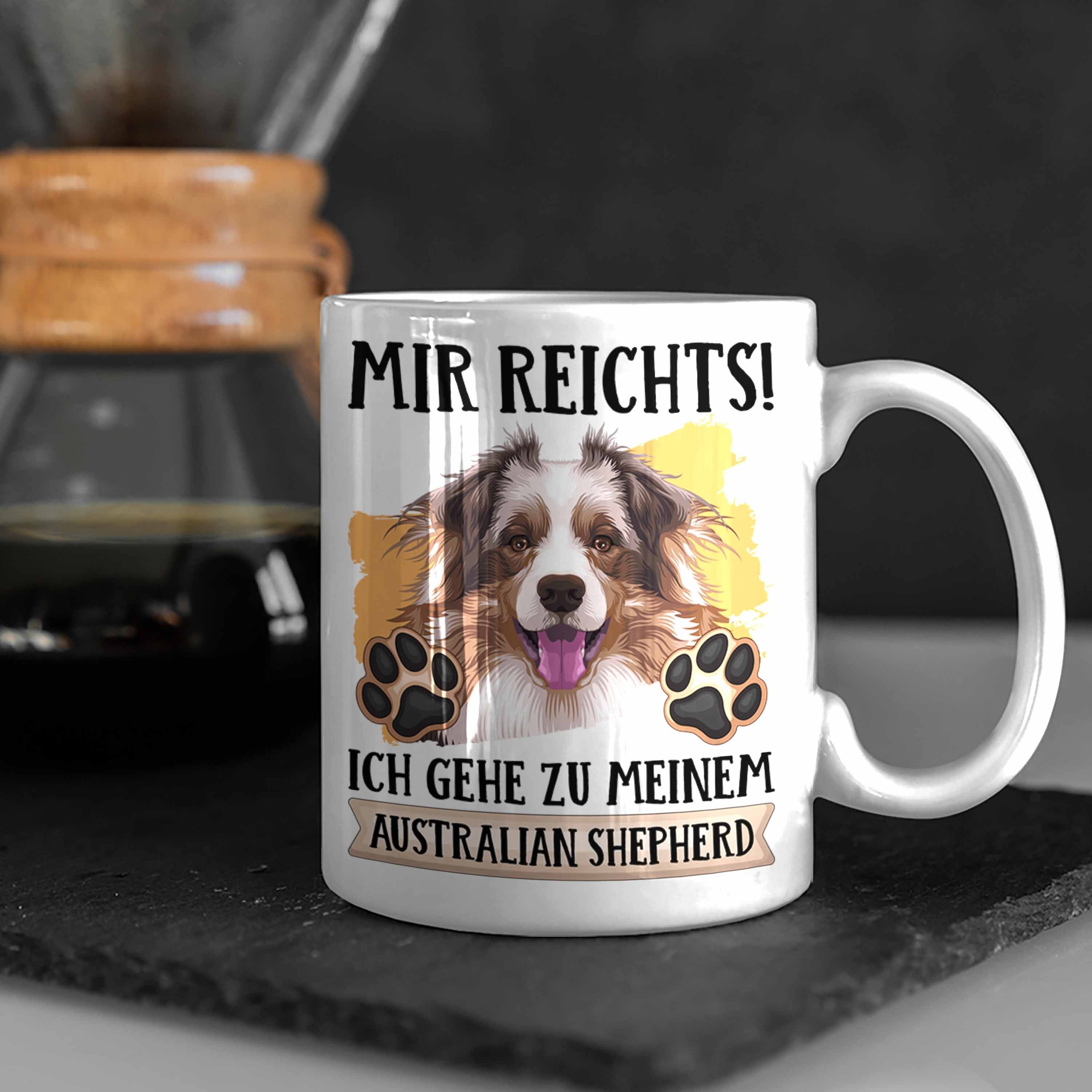 Geschenk Trendation Tasse Weiss Tasse Besitzer Spruch Lustiger Australian Shepherd Geschenkid