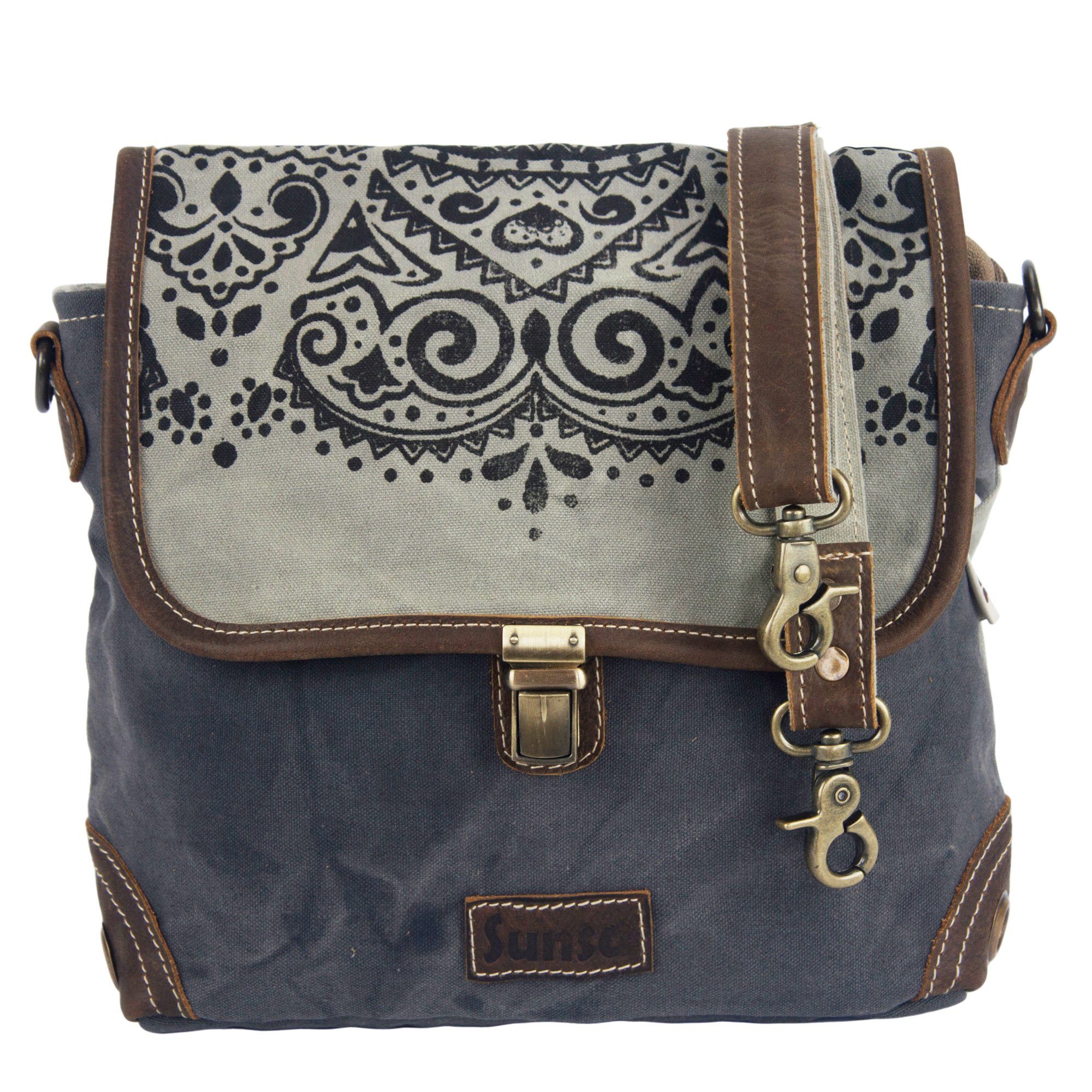 Sunsa Umhängetasche Canvas. aus Graue Schultertasche model 52506 Damen Tasche mit Design. Messenger Umhängetasche Mandala