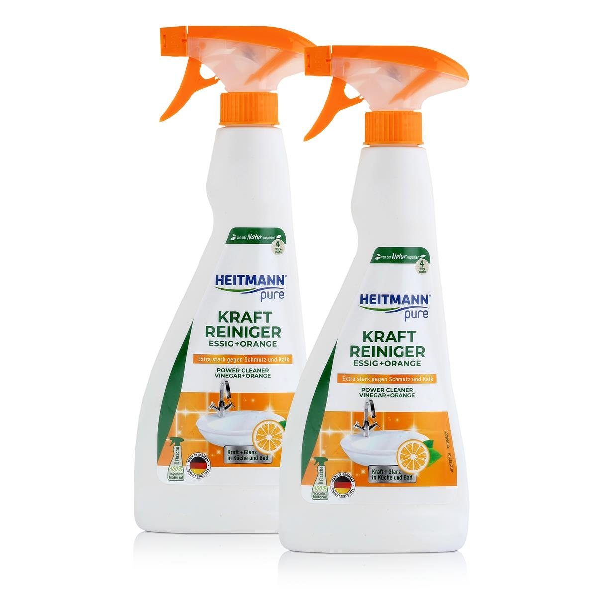 HEITMANN Heitmann Kraft-Reiniger Essig+Orange 500ml entfernt Schmutz und Kalk (Badreiniger
