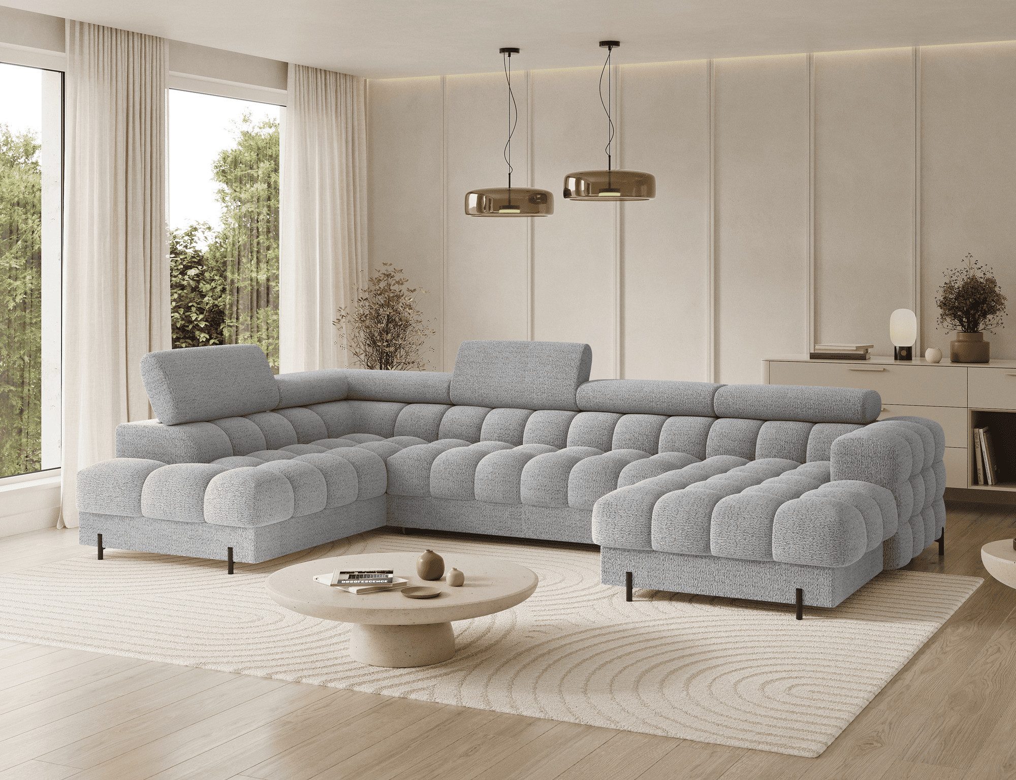 MOEBLO Ecksofa Vinca, Modernes U-Form Sofa mit Schlaffunktion, großem Staur günstig online kaufen
