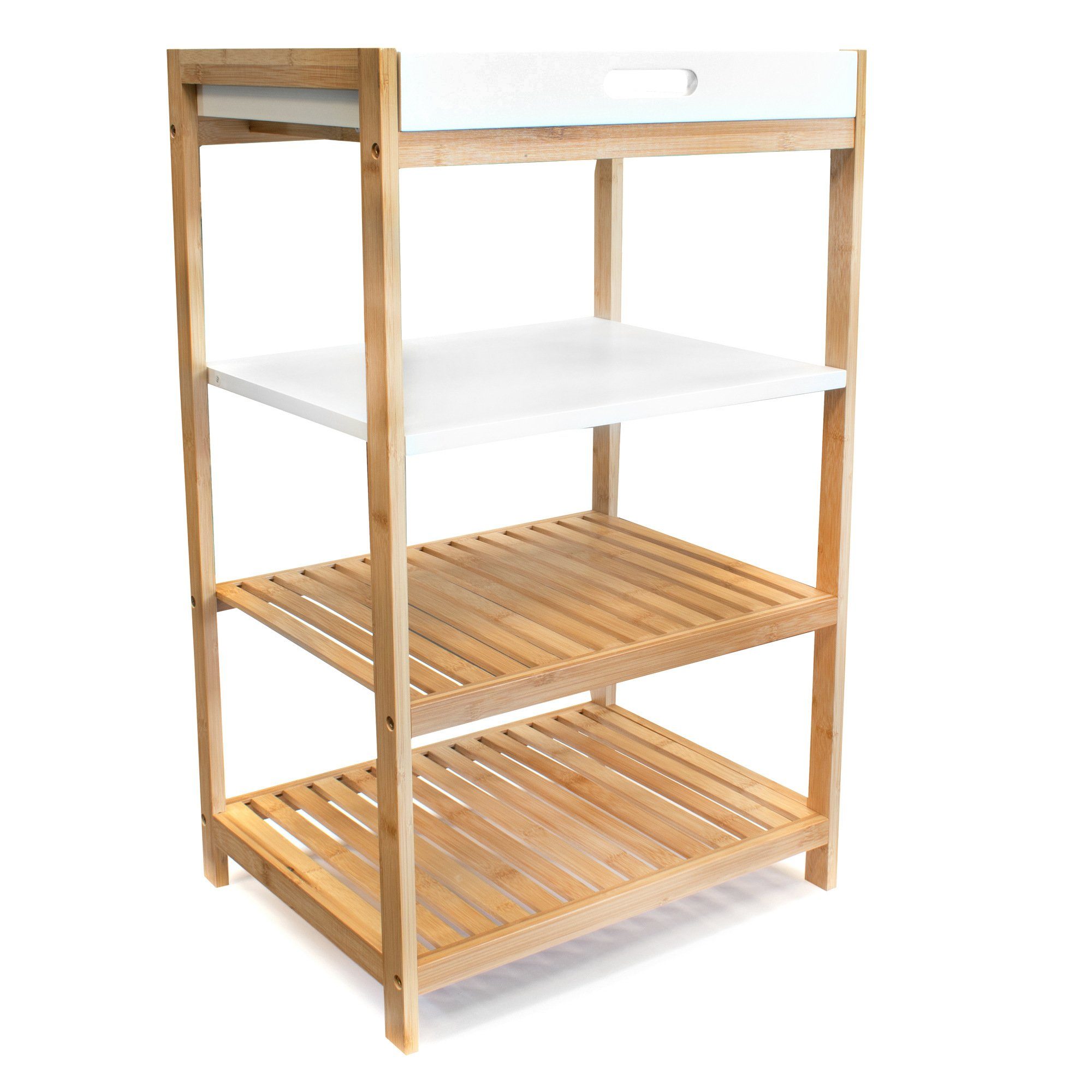 osoltus Badregal osoltus Badregal Tablett Regal Sonderborg aus Bambus und Holz Weiß