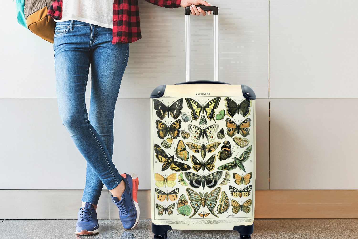 - Handgepäck Rollen, Tiere Trolley, Reisetasche Reisekoffer Ferien, Insekten, 4 - rollen, MuchoWow für Handgepäckkoffer Schmetterling mit