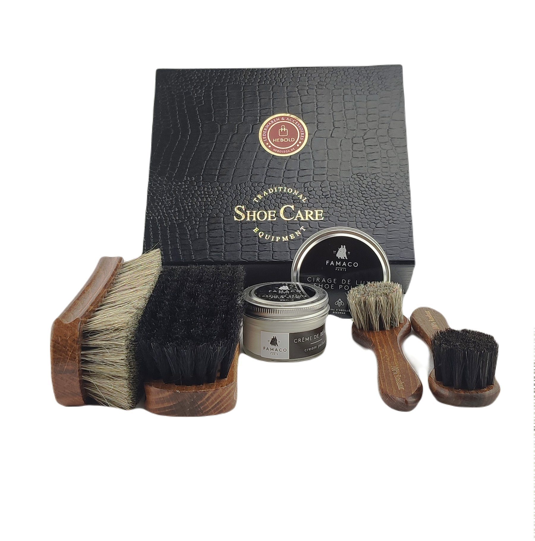 Hebold Schuhputzbürste Hebold 8-teiliges Schuhputzset Made in Germany, (8-tlg)