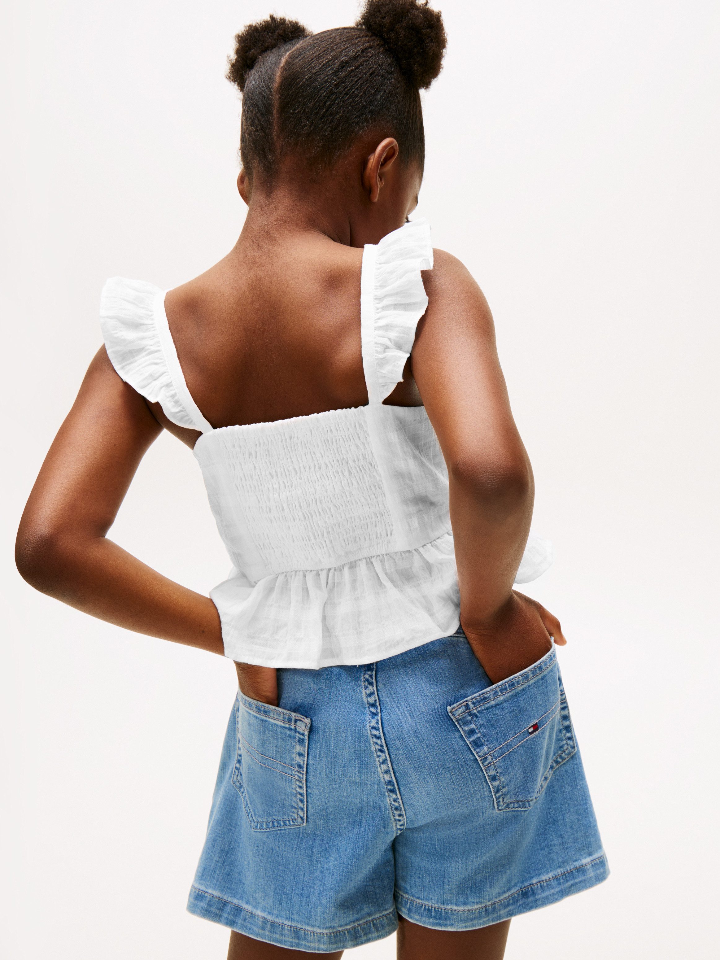 Tommy Hilfiger Trägertop TEXTURED COTTON TOP SLVLS mit Stickerei, mit Rüschen – Bild 2 von 5