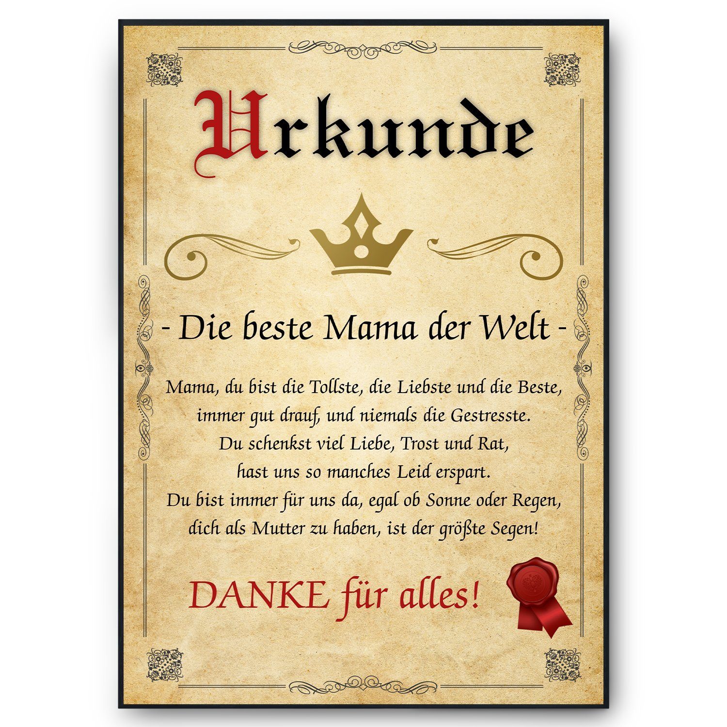 Tigerlino Poster Beste Mama Urkunde Geschenkidee Mutter Bild Mama Geschenk Muttertag