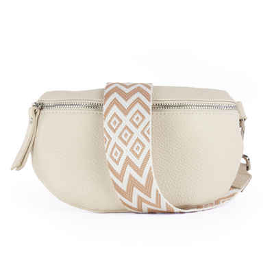 lePelou Bauchtasche TONI CREME MIT WECHSELGURT, echt Leder, made in Italy