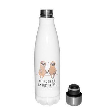 Mr. & Mrs. Panda Thermoflasche Faultier Pärchen - Weiß - Geschenk, Thermoflasche, Trinkflasche, Bezi, Doppelwandig