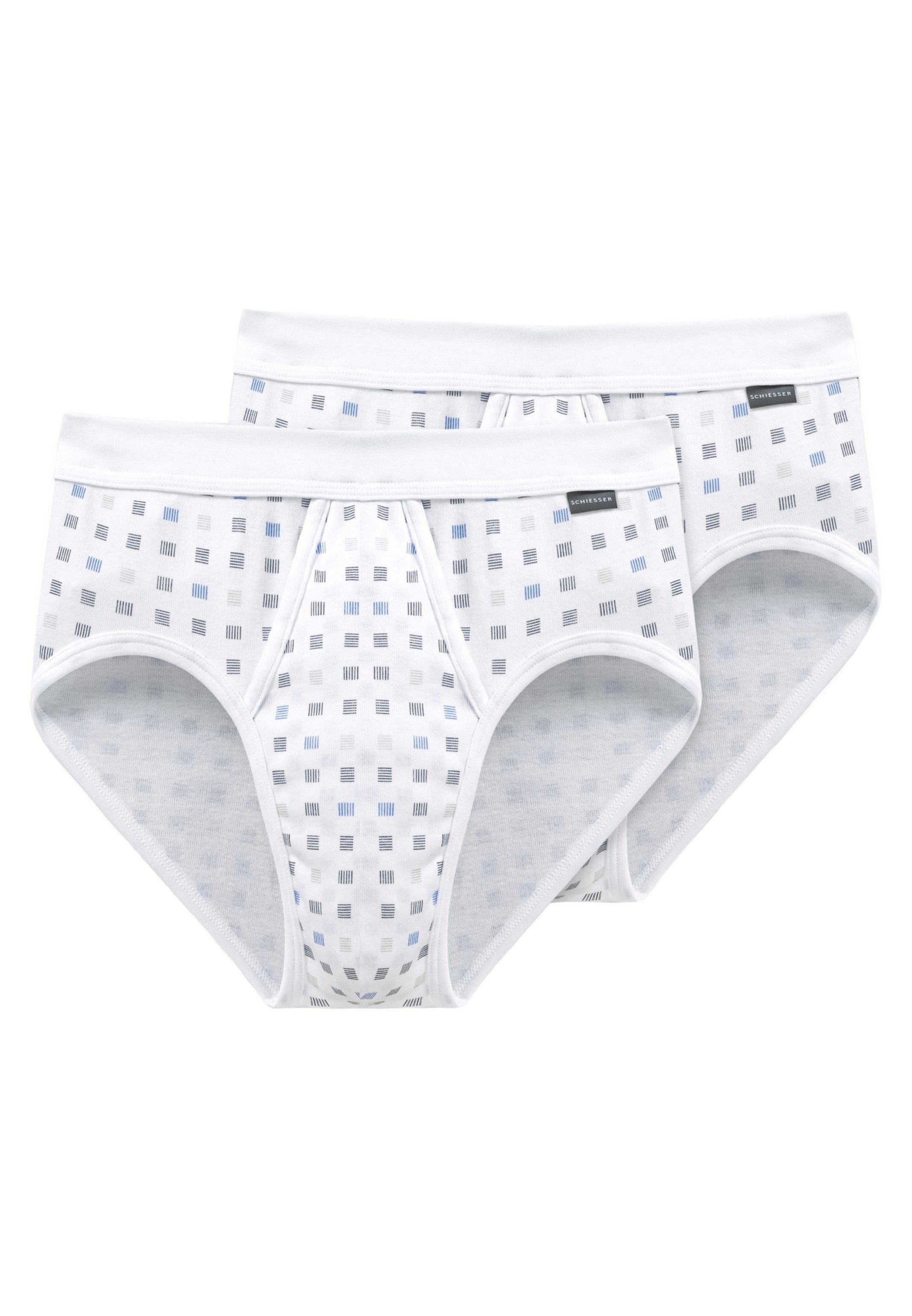 Schiesser Slip 2er Pack Cotton Essentials Feinripp (Spar-Set, 2-St) Sportslip - Baumwolle - Mit Eingriff - Strapazierfähig