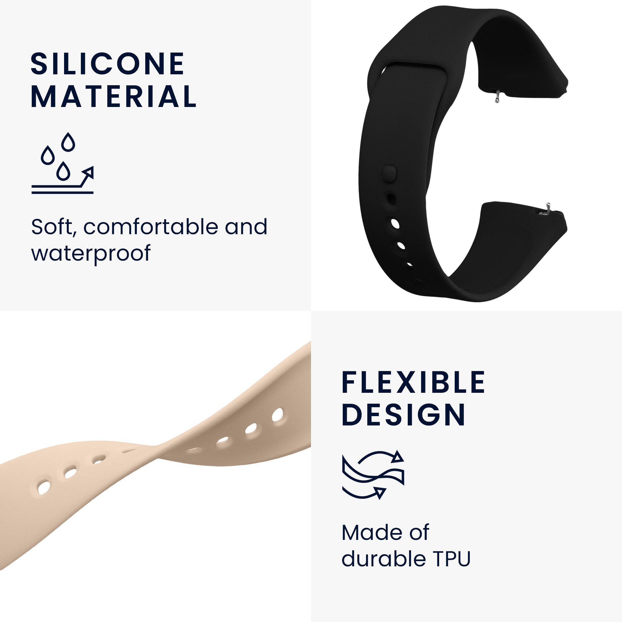 kwmobile 2x Uhrenarmband für Xiaomi Redmi Watch 3 Active Armband Smartwatch, 2-tlg., Fitnesstracker Band Set aus TPU Silikon - Ersatzarmband Smartwatch