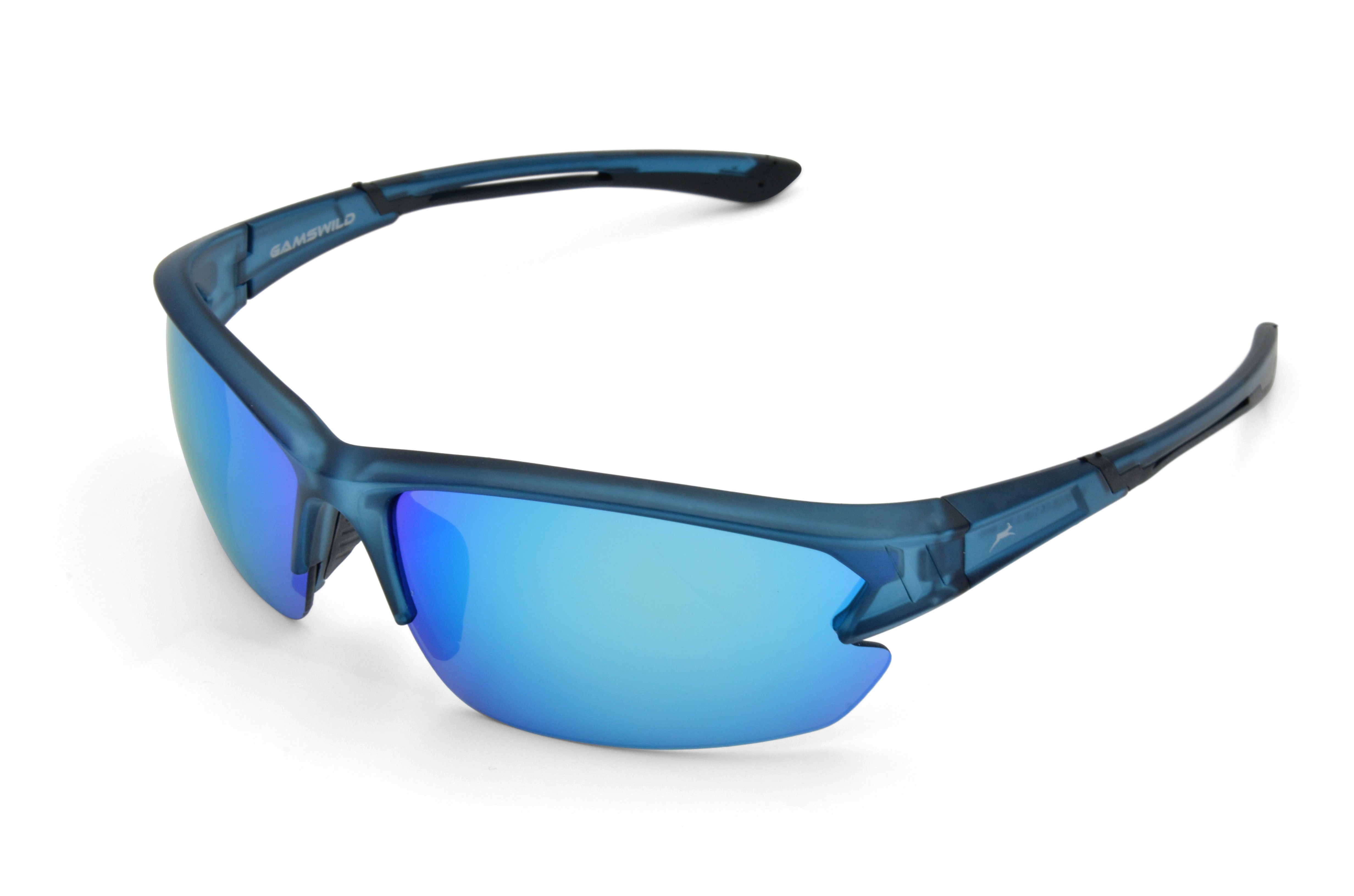 Herren Sonnenbrille Halbrahmenbrille Fahrradbrille WS6028 blau, Unisex, Gamswild Sportbrille rot-orange, Skibrille Damen violett,