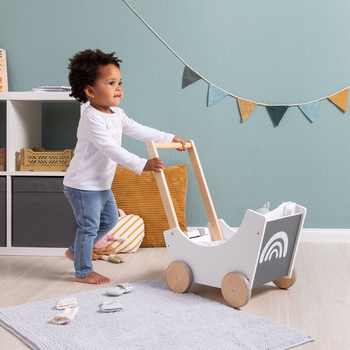 MUSTERKIND® Puppenwagen Barlia, weiß/natur günstig online kaufen