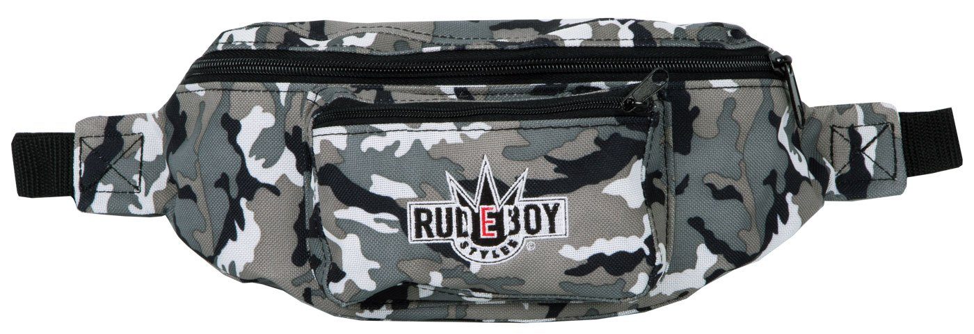 Rudeboy Stylee Bauchtasche Hüfttasche Retro mit Stick für Erwachsene und Kinder, mit abgesetzter Fronttasche Ice Camo