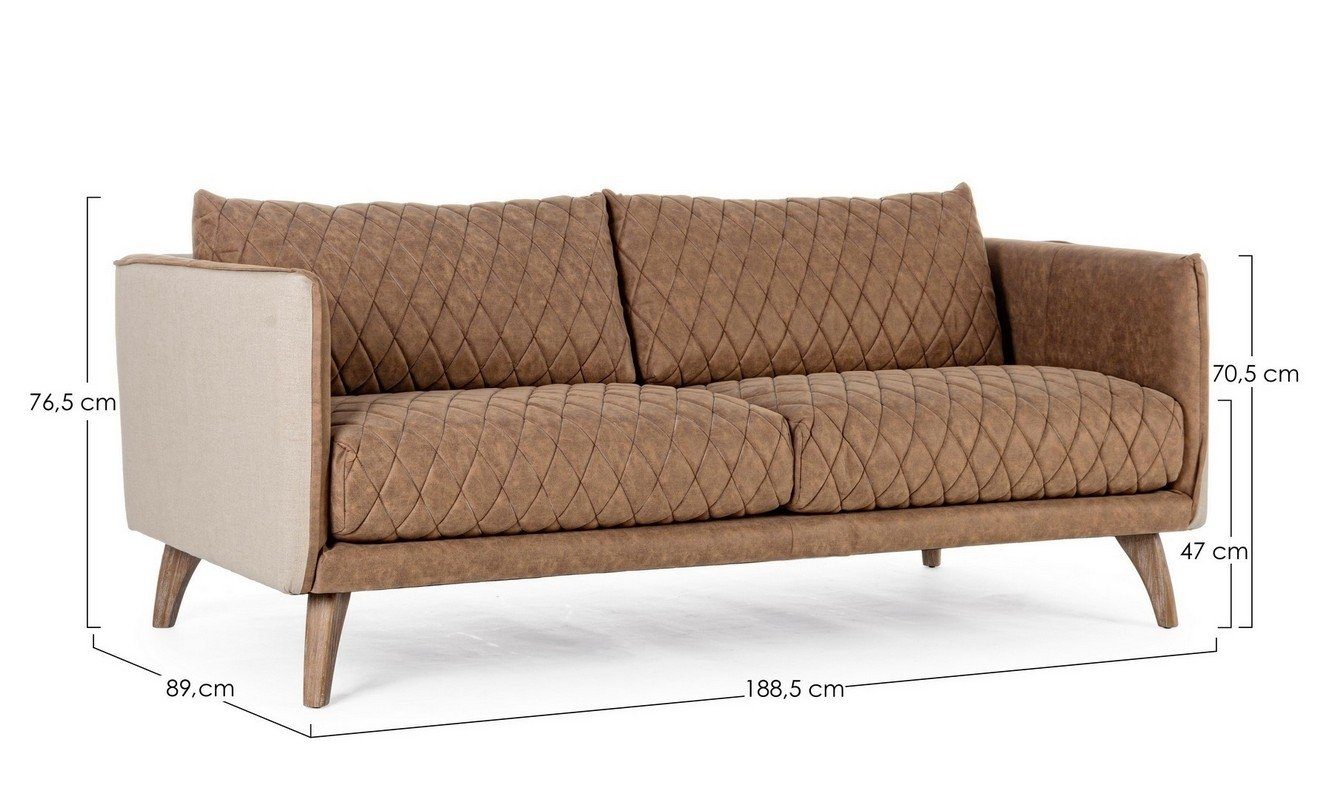 Natur24 Sofa 188,5x76,5x89cm Helston Sofa Sofa Eschenholz Polster Couch