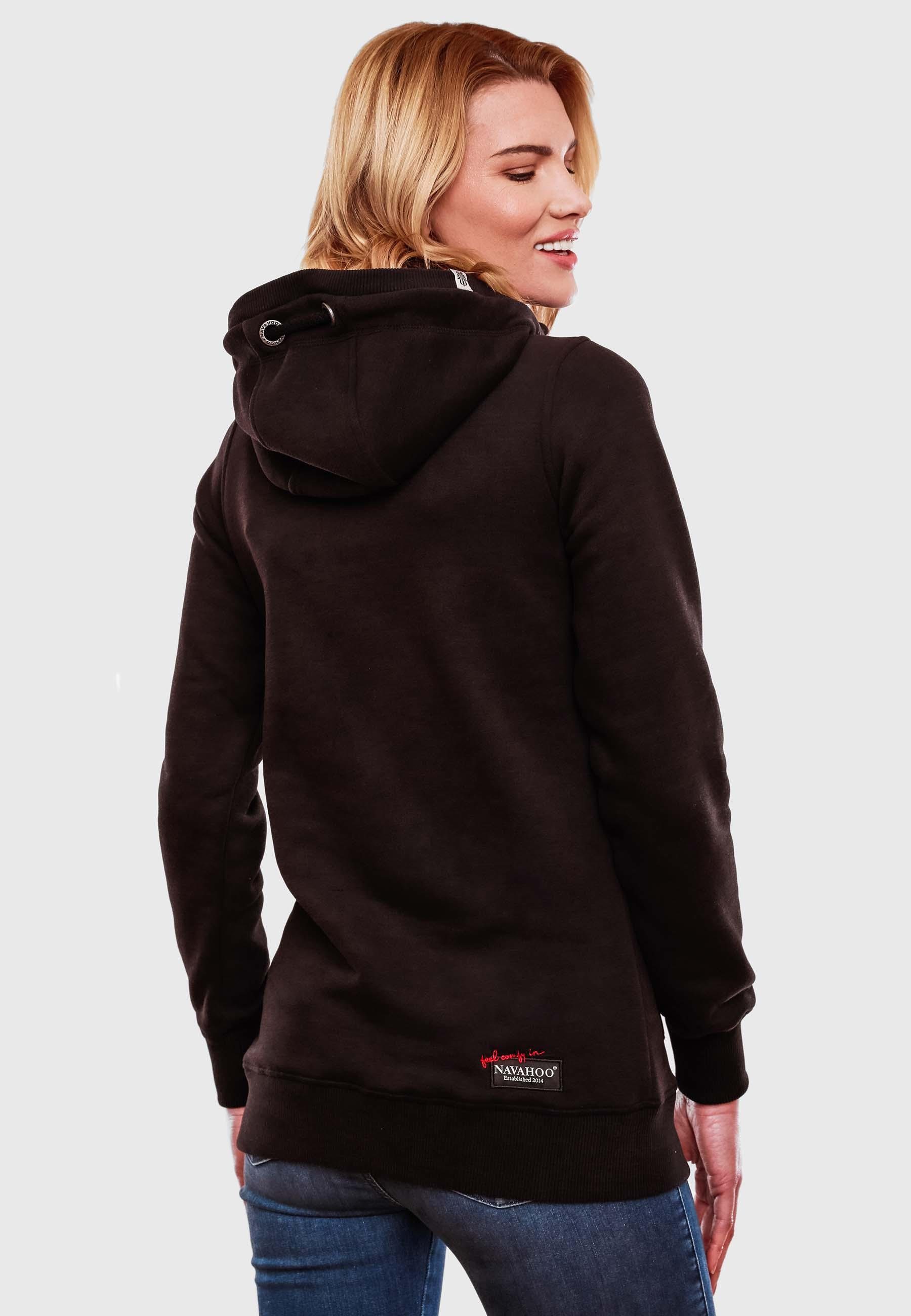 Navahoo Kapuzensweatshirt mit Damen Tunnelzug-Kordeln schwarz Hoodie Warmer Zauberelfe