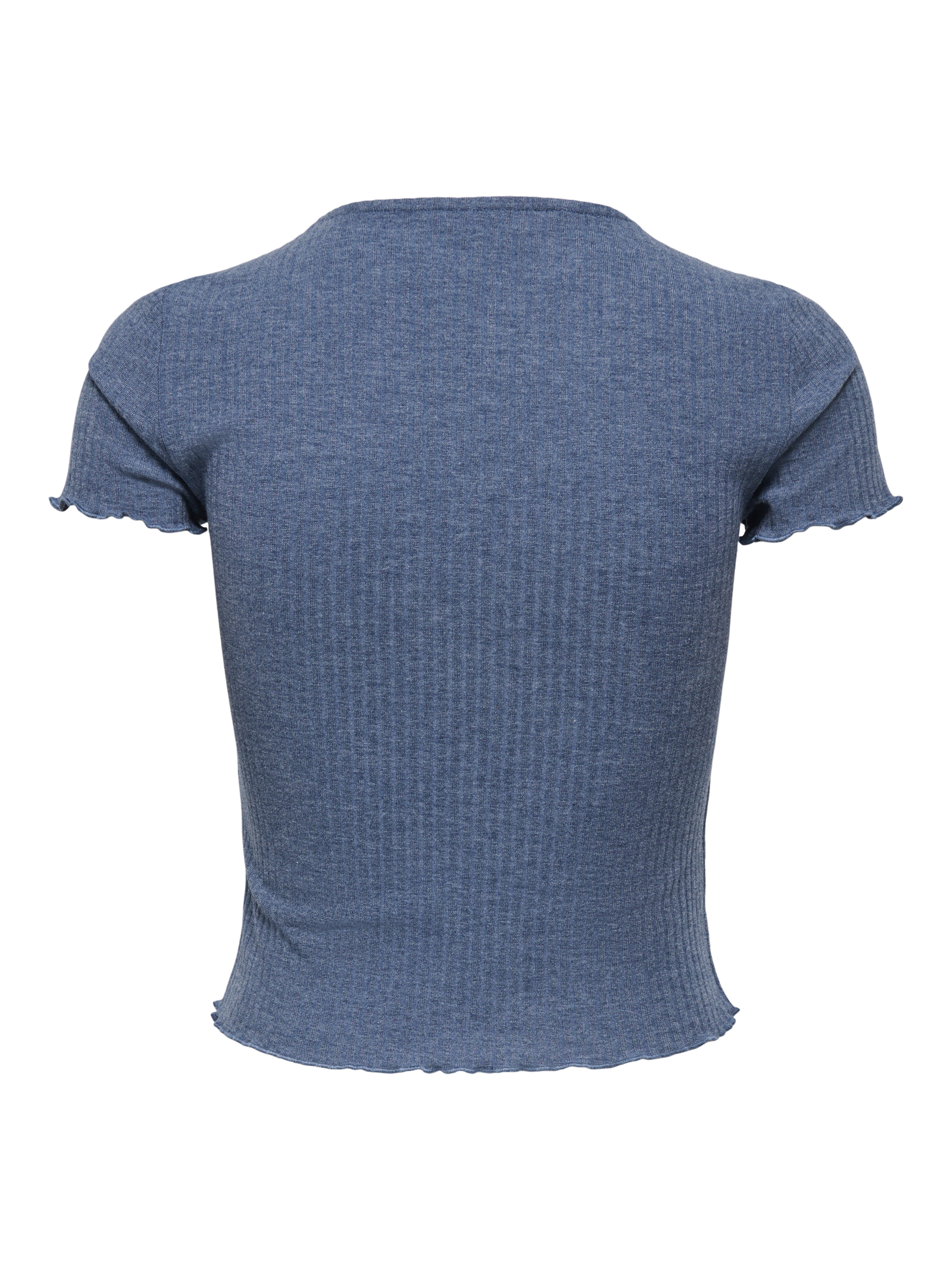 ONLY Rundhalsshirt ONLEMMA S/S SHORT TOP NOOS JRS Rundhals, modisch, regular fit, gewellter Abschluss, unifarben