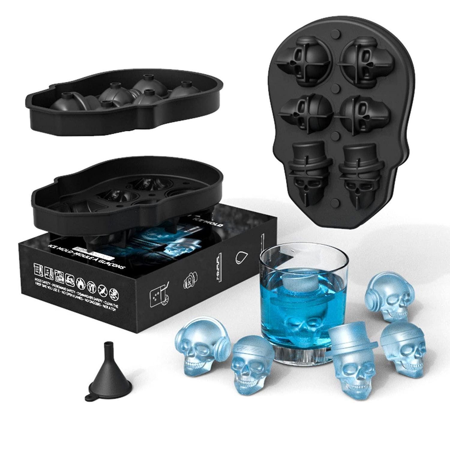 LuxusKollektion Eiswürfelform Eiswürfelform Totenkopf Silikon mit Trichter, (1-tlg)