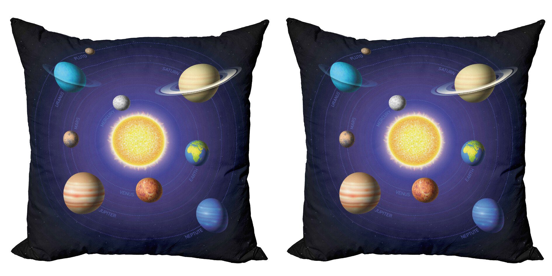 Sonnensystem Planeten (2 Stück), mit Kissenbezüge Modern Digitaldruck, Platz Doppelseitiger Accent Abakuhaus