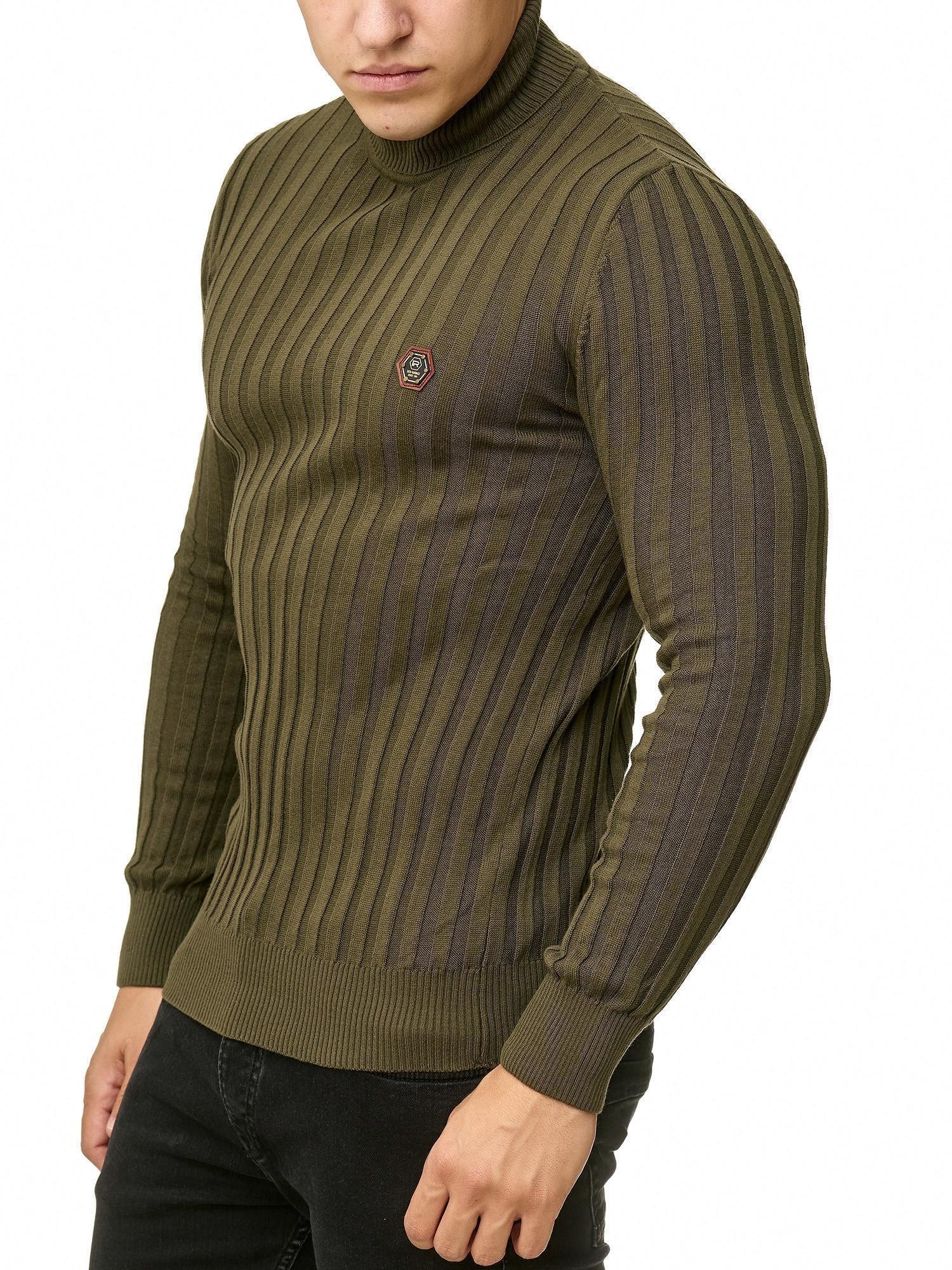 RedBridge Strickpullover Rollkragen Strickpullover mit Logopatch hoher Roll günstig online kaufen