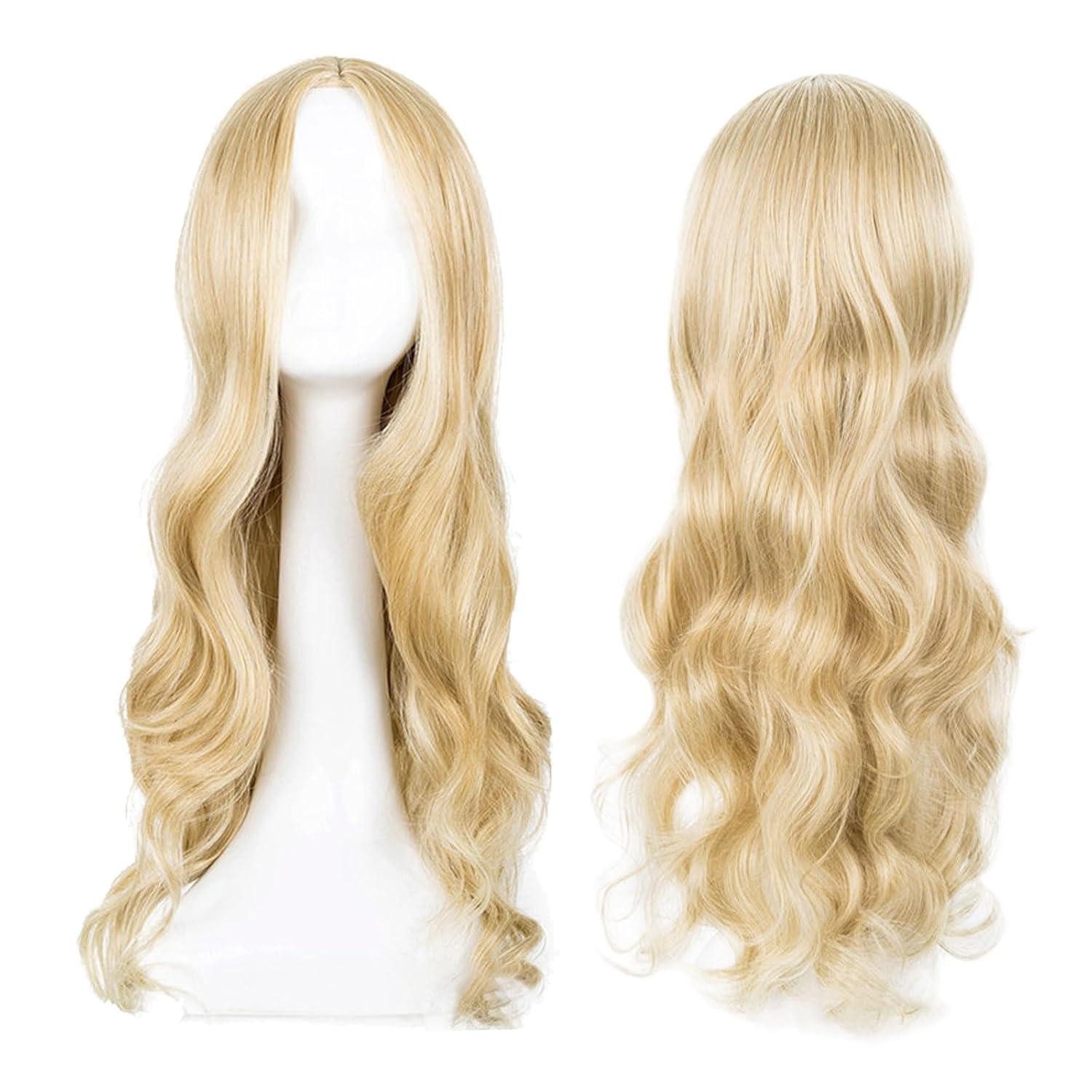 Kunsthaarperücke Lange Blonde Lockige Perücke für Frauen Mädchen 27’’ Cosplay Fasching