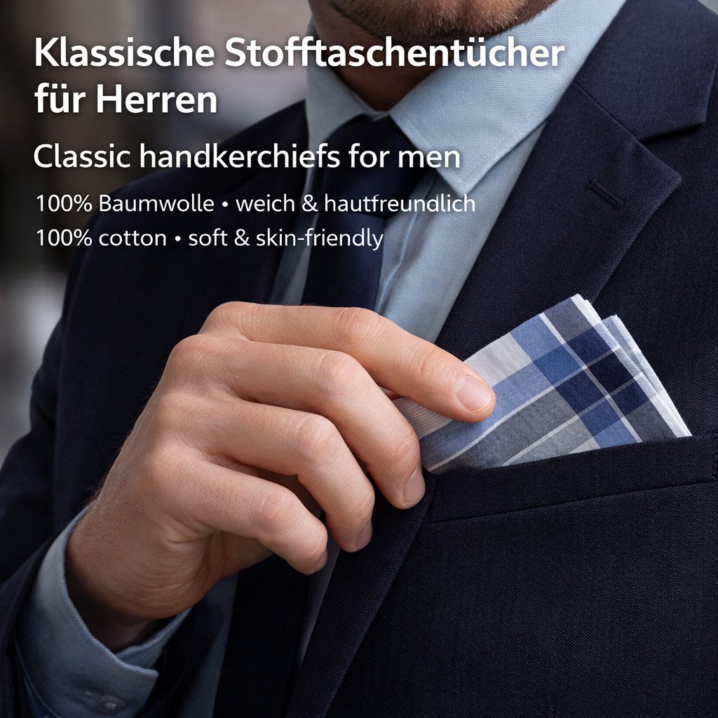 Betz Taschentuch Betz Herrentaschentücher LEO 4 40x40 cm, (Set, 12-St. 12 Stück Stofftaschentücher), 100% Baumwolle – Bild 2 von 5