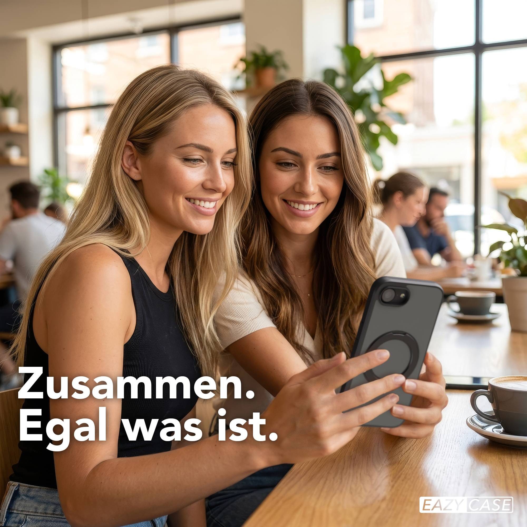 EAZY CASE Handyhülle Outdoor Apple iPhone 16e Case MagSafe Rotation Ring 6,1 Zoll, Outdoor Handy Hülle Bumper Schutzhülle Slim mit Kameraschutz Schwarz