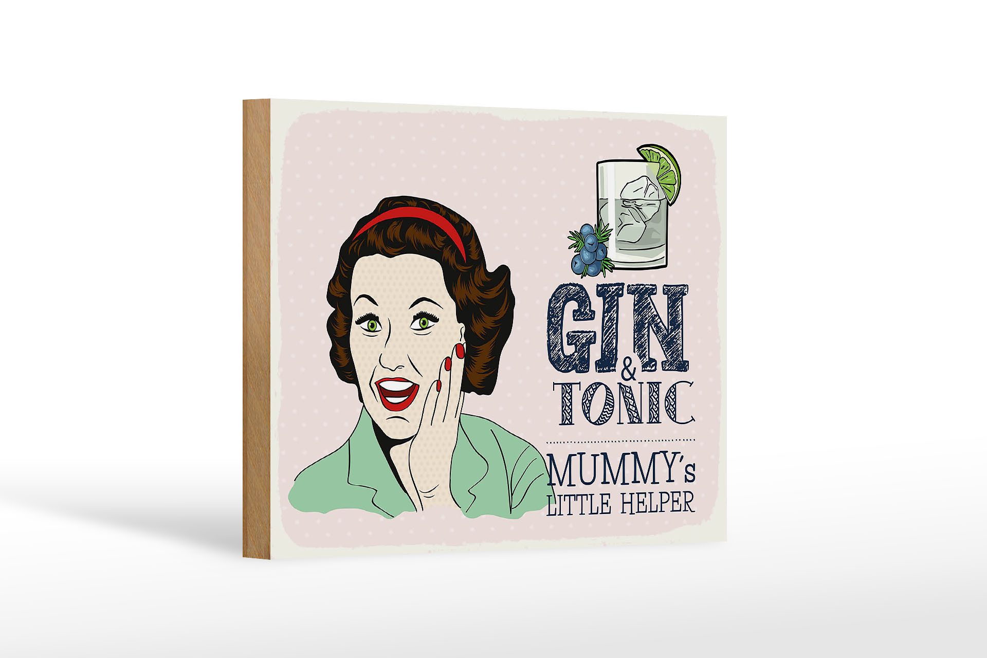 Holzbild Spruch lustig Gin Tonic Mummy´s Helper 18x12 cm