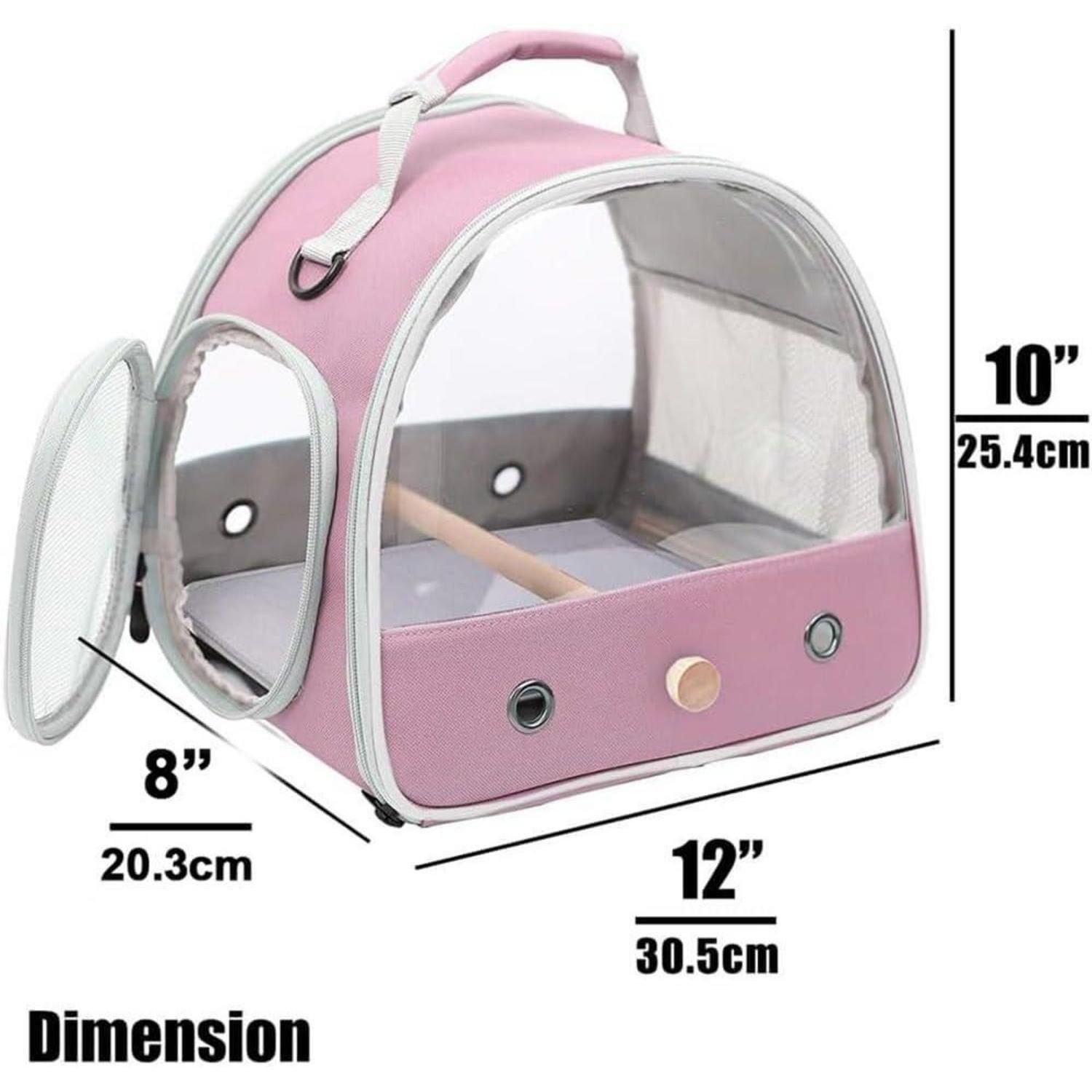LuxusKollektion Tiertransporttasche Vogeltrage Papageien Sittiche Matte Holzstange Rosa Pink