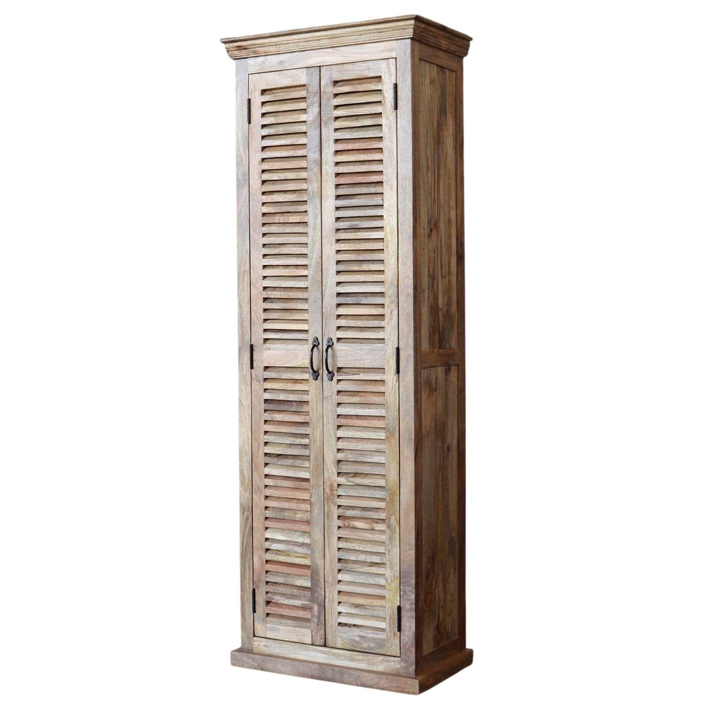 baario Schuhschrank Lamellenschrank MAREDA massiv Mangoholz Dielenschrank Landhaus Antik Design