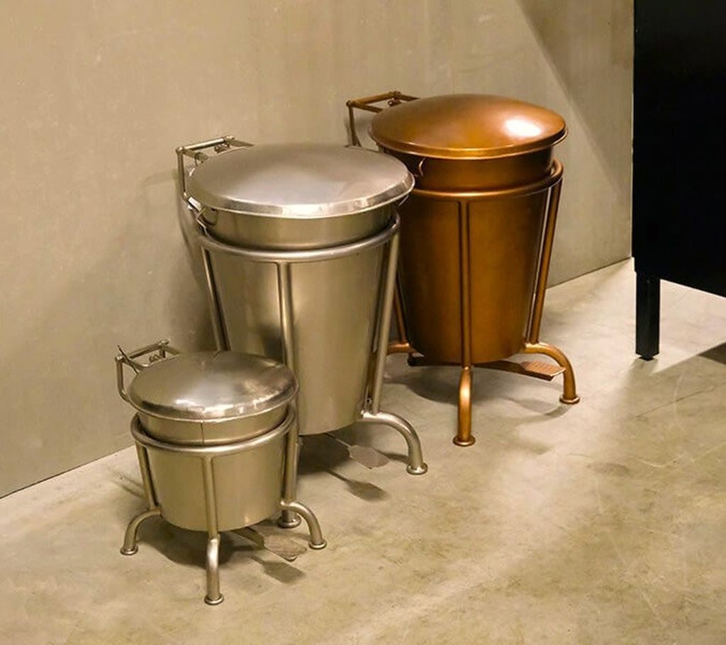 Trademark Mülleimer Treteimer Vintage Abfalleimer Industrial Kupfer oder Silber Groß