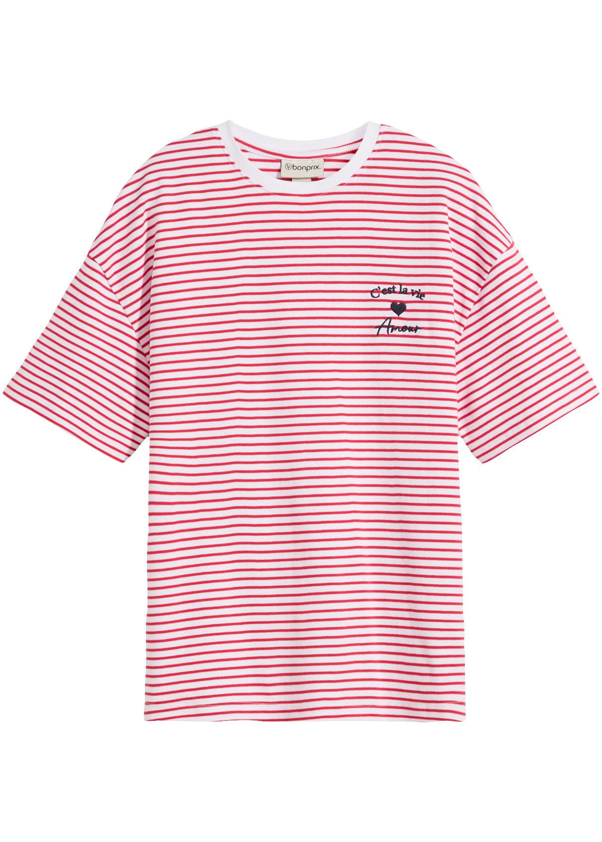 bonprix T-Shirt lockere Passform, Kurzarm-Design, aus Baumwolle, mit Stickerei – Bild 5 von 5