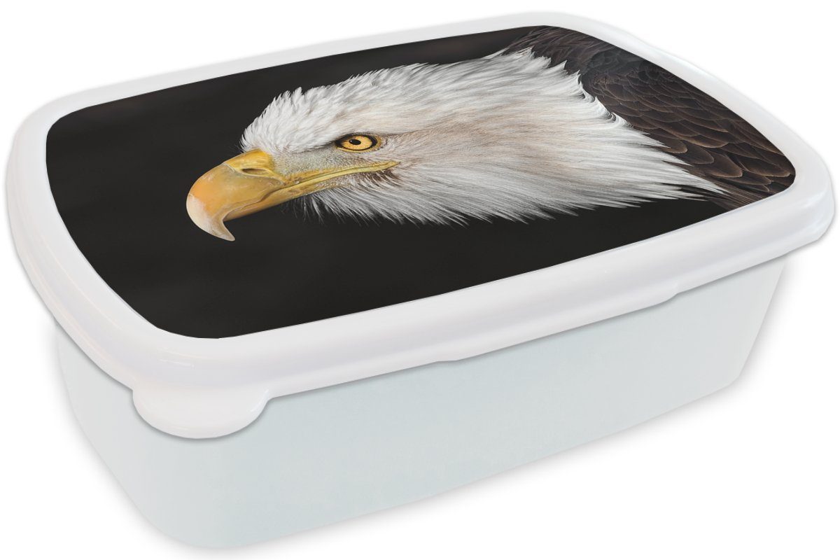 Erwachsene, (2-tlg), Adler Augen, - Brotbox Jungs Schnabel Lunchbox und - MuchoWow Brotdose, für weiß - Kunststoff, Kinder für Mädchen Vogel und