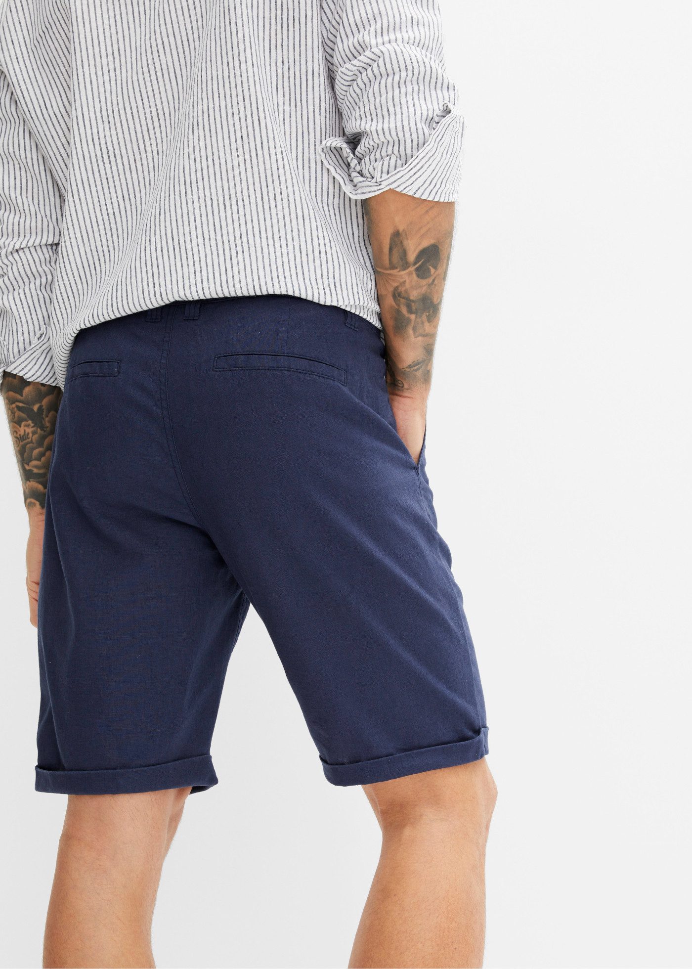bonprix Bermudas aus Leinen-Baumwoll-Mix, Regular Fit, mit Bindeband am Bund