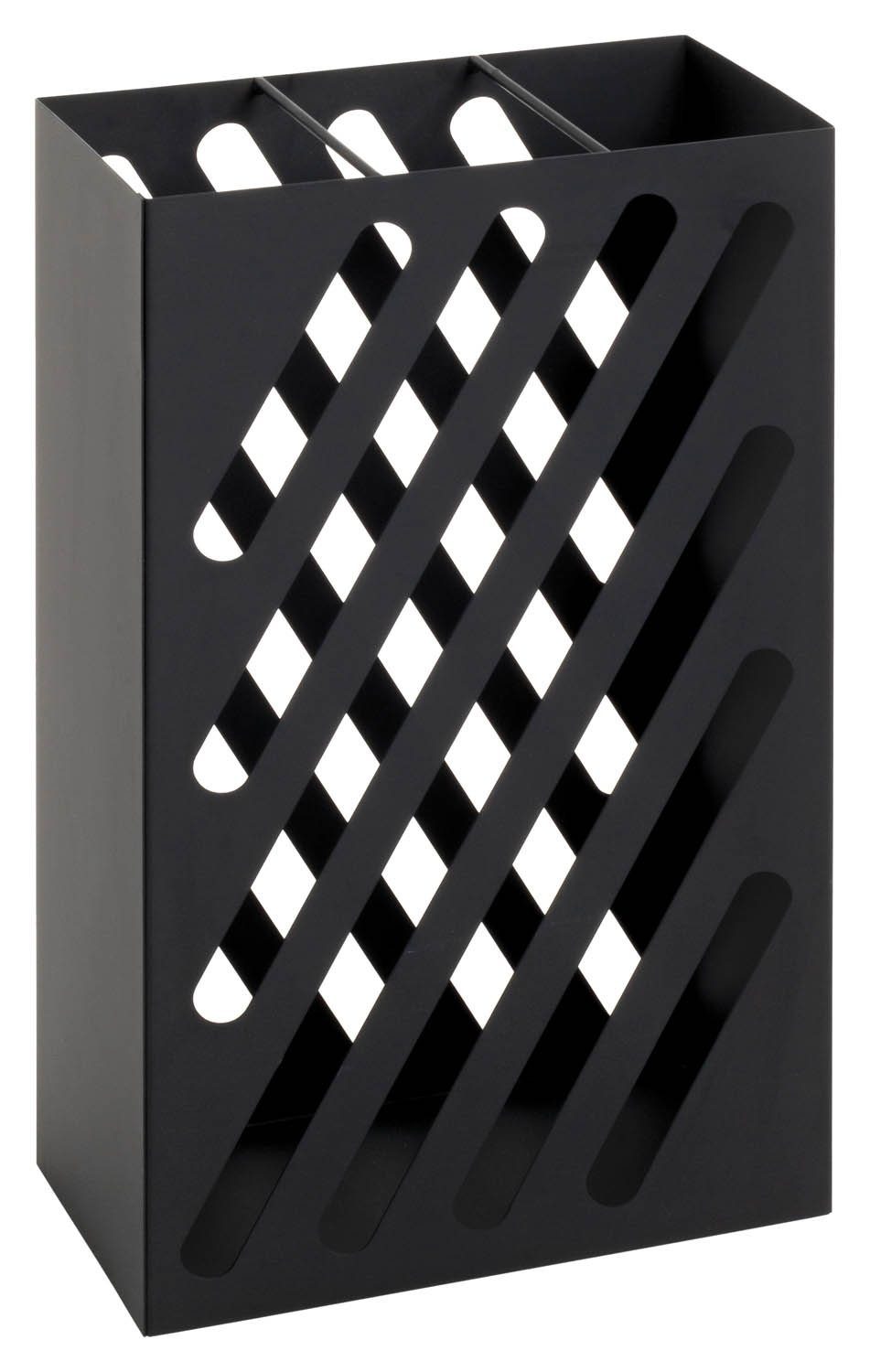 HAKU Schirmständer TESSIN, B 30 x H 48 x T 16 cm, Schwarz, Metall, Abtropfschale aus Kunststoff