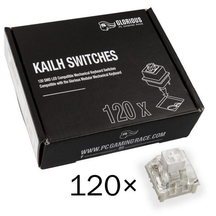 Glorious PC Gaming Race Kailh Box White Switches 120 Stück Tastensatz (Tastenschalter Auslösedruck ca. 50 g linear &amp; silent für modulare mechanische Tastatur weiß) RF12055