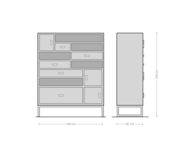 DELIFE Highboard »Multi Drawer«, Material Mix 100x130 Highboard  - Onlineshop Otto
