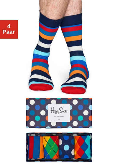 Happy Socks Socken (Box, 4-Paar) mit verschiedenen Mustern in der Box