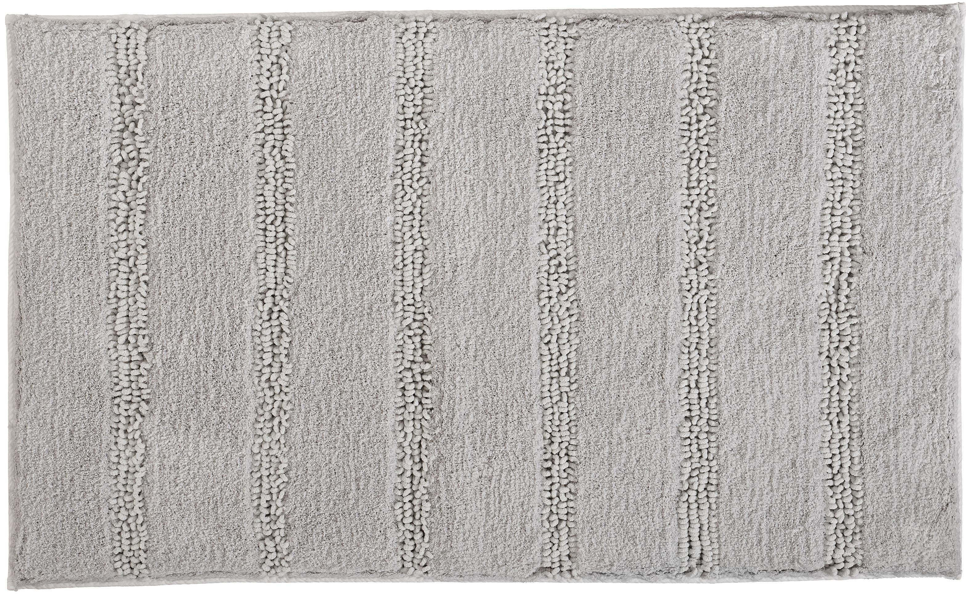 Kleine Wolke Badematte Monrovia, Badvorleger, Badezimmer Teppich, Höhe 23 mm, rutschhemmend beschichtet, fußbodenheizungsgeeignet, Kunstfaser, rechteckig, Badteppich, Uni Farben, gestreift, aus Mikrofaser, waschbar