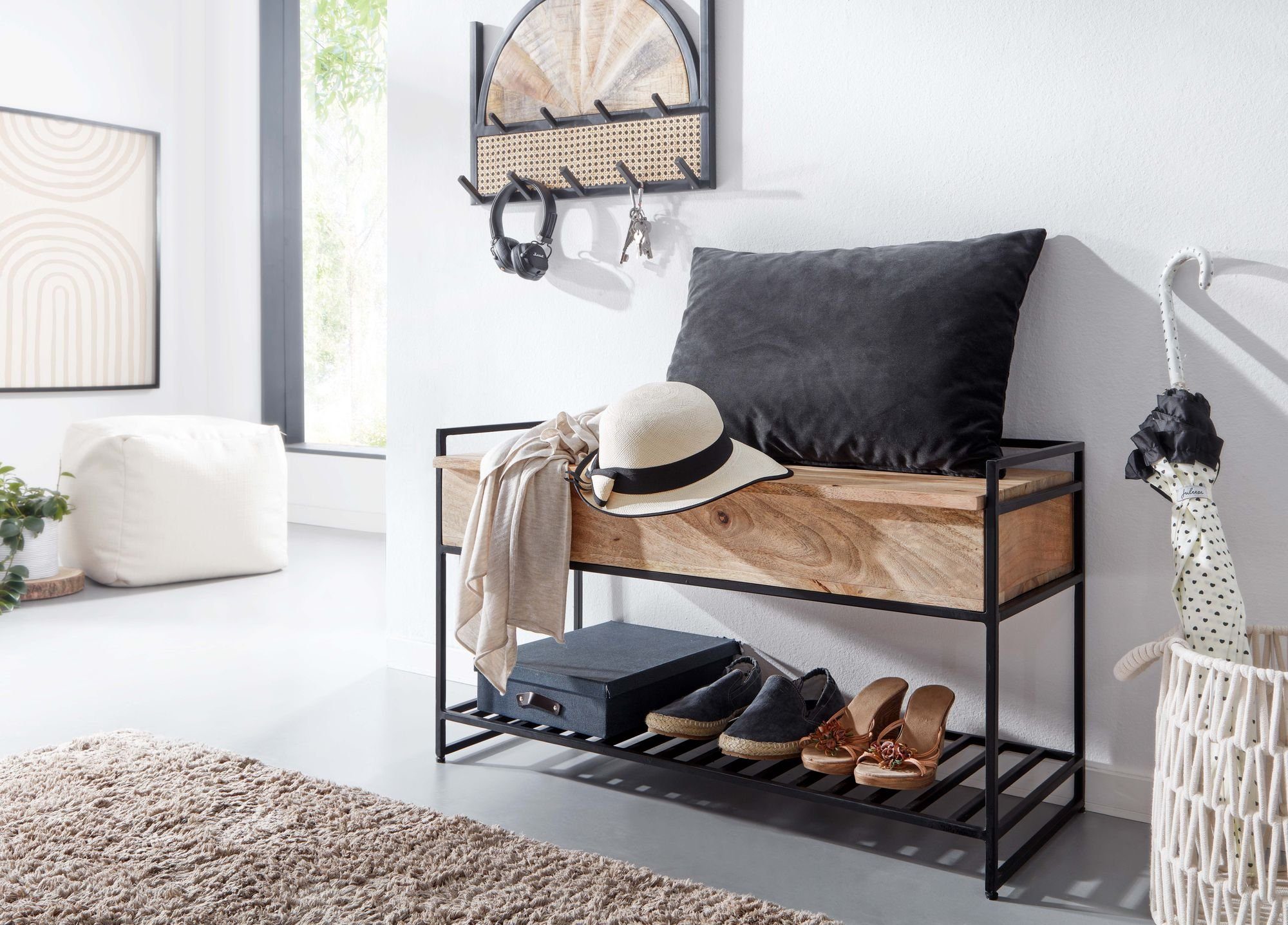 DESIGN | Stauraum – mit Beige stylisch Schuhbank praktisch, Beige KADIMA Sitzbank platzsparend &