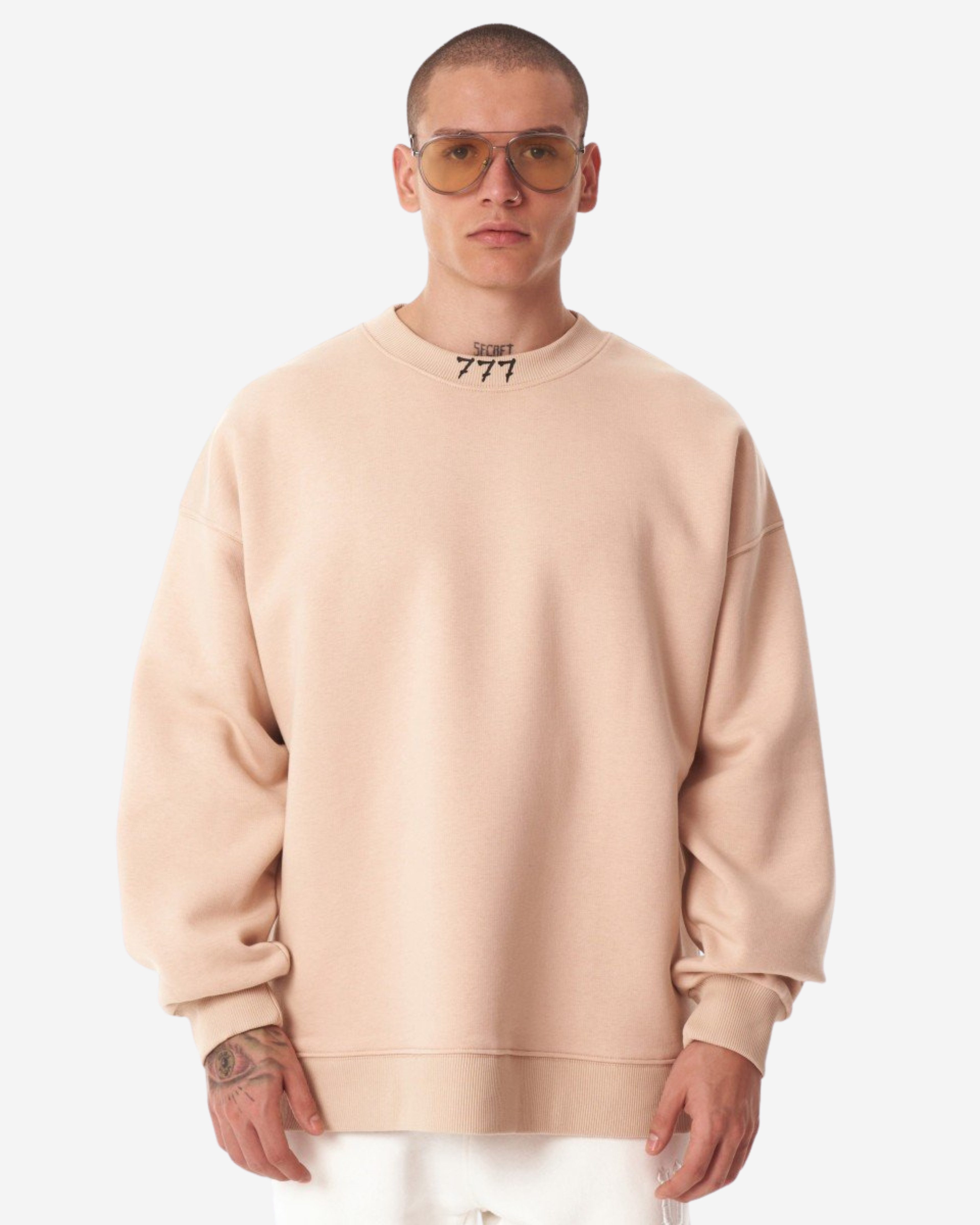 Martin Valen Kapuzenpullover Designer Beige 3D Gummi Bedruckter Oversized Sweatshirt