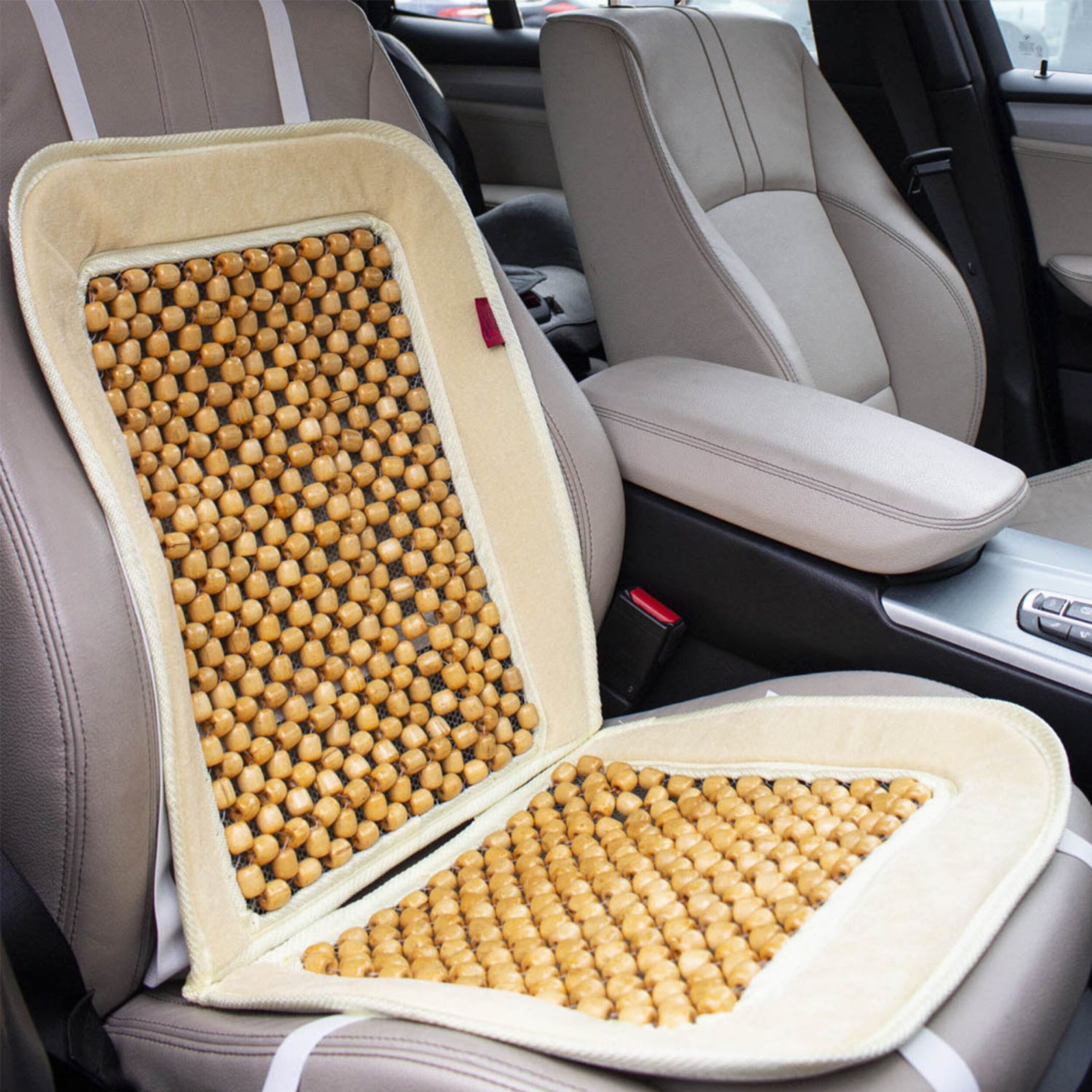 HEYNER Autositzauflage Holzkugel‑Sitzauflage für Autos, ventilierend & massierend, beige, 1-tlg.