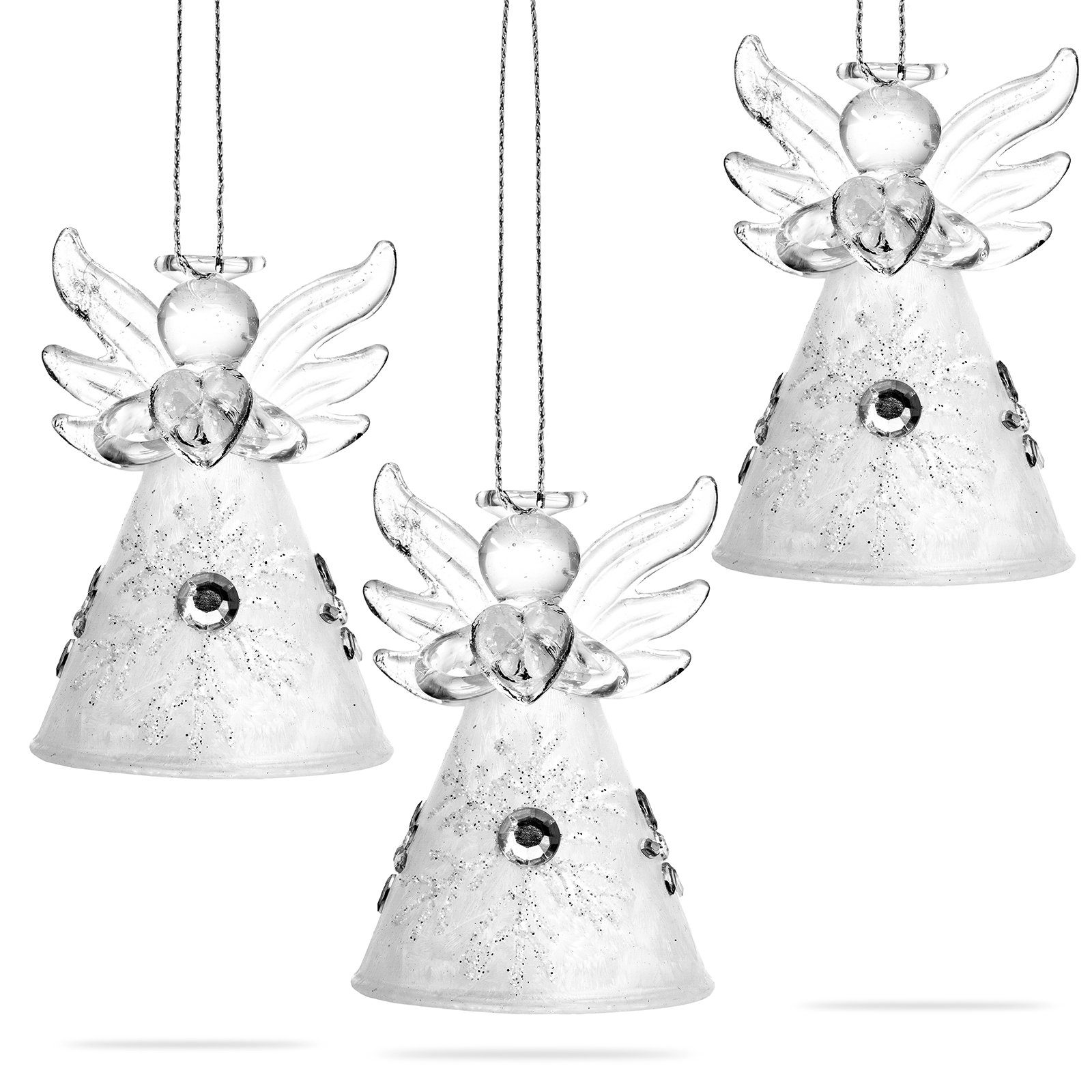 SIKORA Christbaumschmuck SIKORA BS346 Engel Christbaumschmuck Glas Figur Weihnachtsbaum Anhänger 3er Set