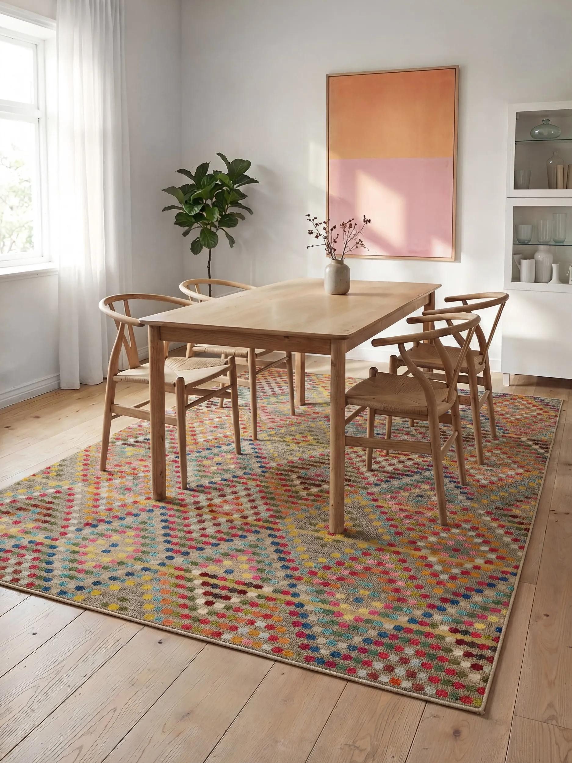 benuta Teppich Casa, rechteckig, Höhe: 11 mm, Teppich Wohnzimmer, Esszimmer, Schlafzimmer, Flur, Farbenfroh, Retro