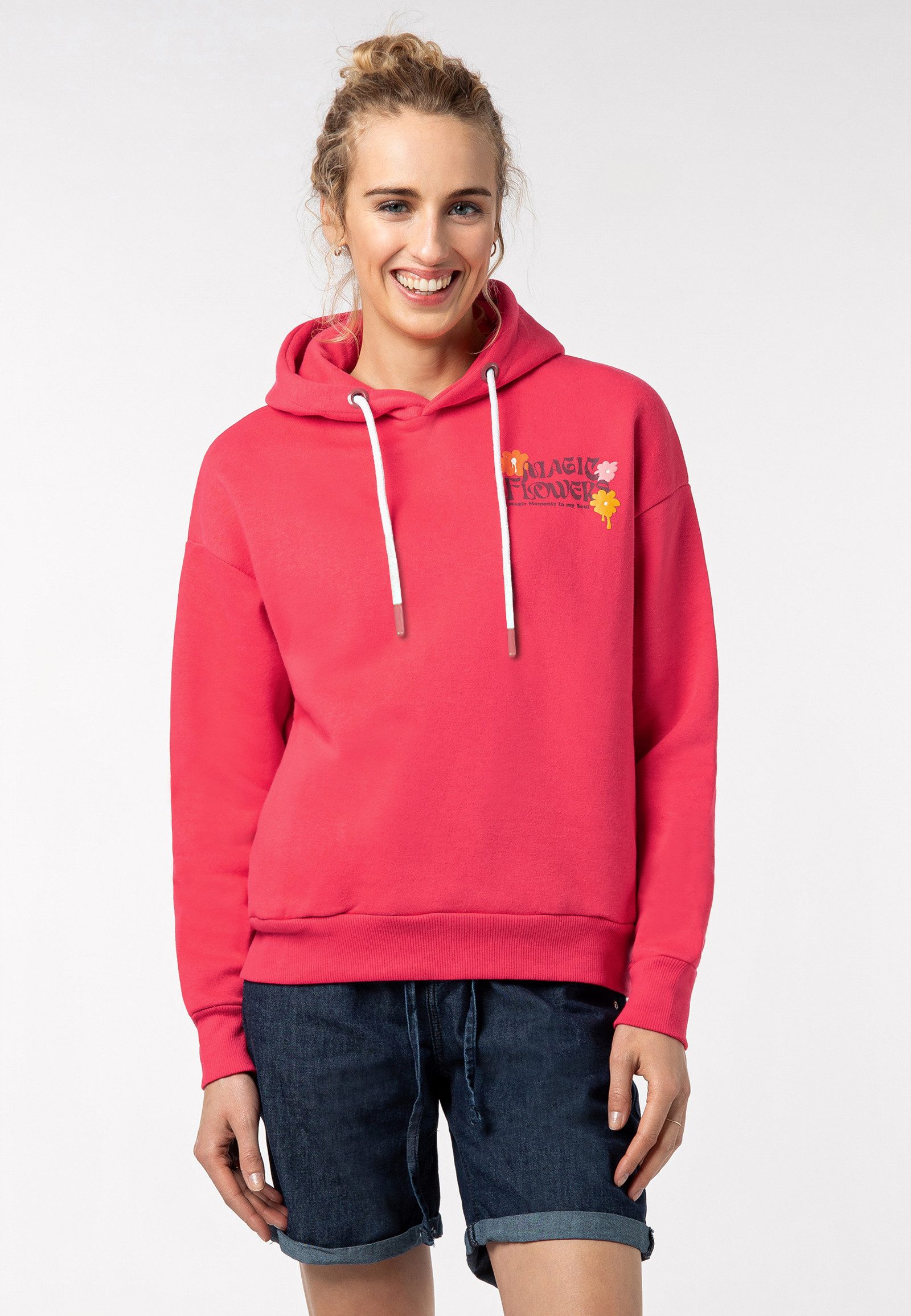 Kapuzenpullover Damen Sweathoodie Kapuzenpullover mit Blumen Backp