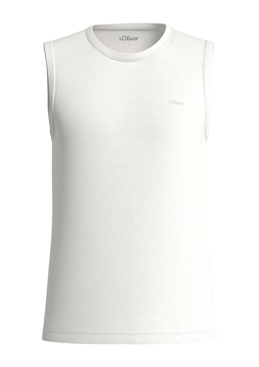 s.Oliver T-Shirt ärmelloses Shirt Flammgarn, Jersey, Logo, leger, sportlich – Bild 5 von 5